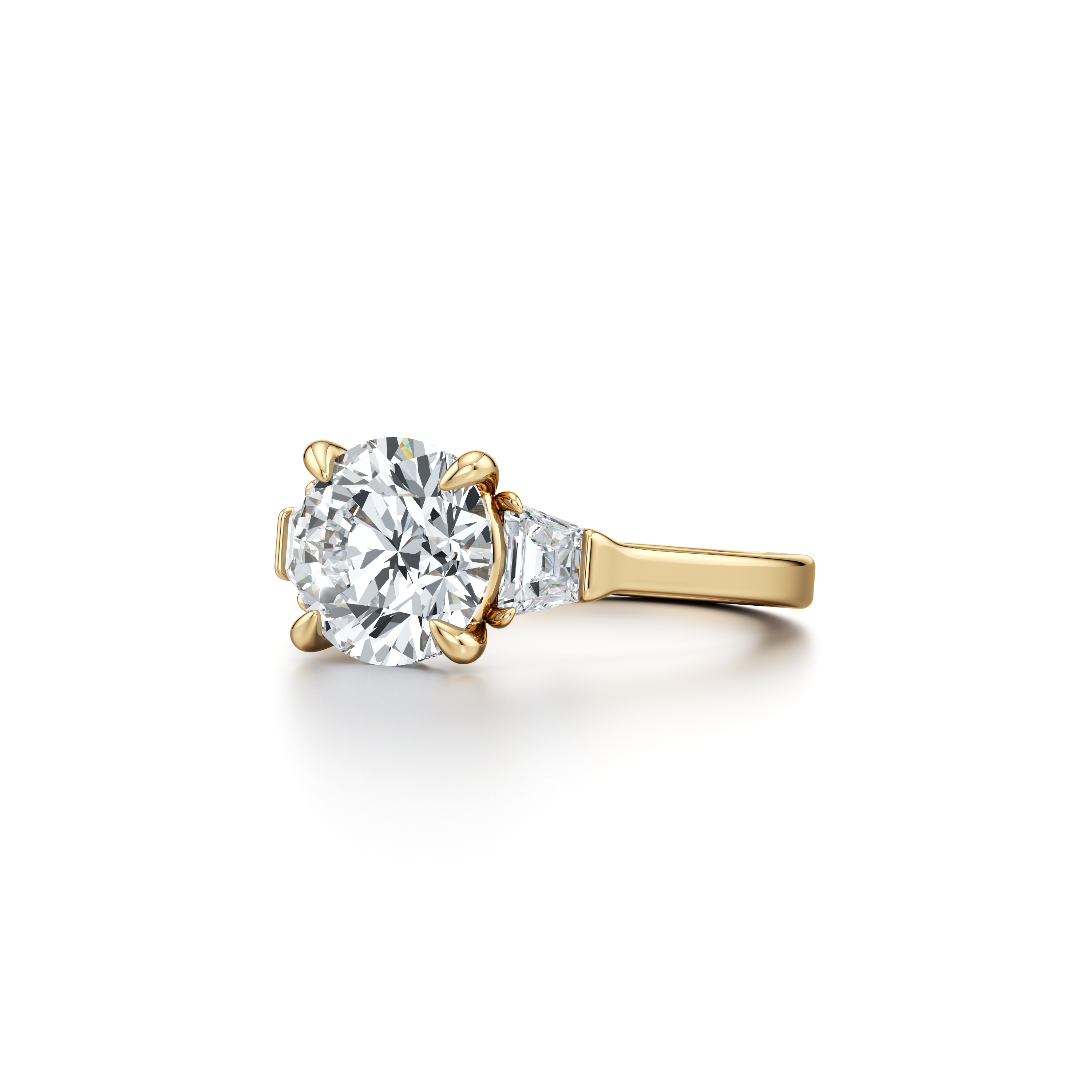 1.50 Carats Lab Grown Diamond Round Shape F-VS1 Three Stones & Hidden Halo Engagement Ring - Camila Brown
