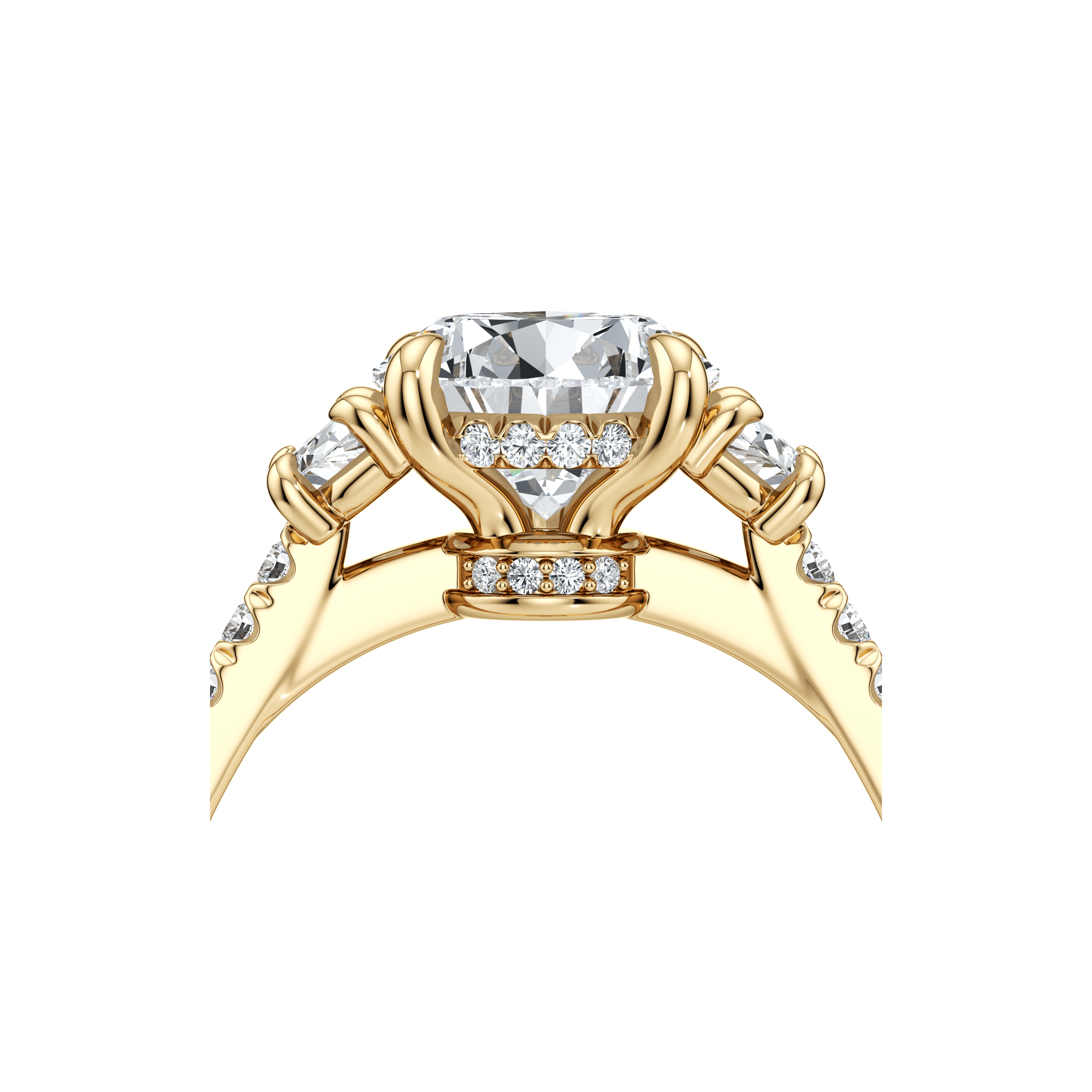 2.0 Carats Lab Grown Diamond Pear Shape F-VS1 Three Stones & Hidden Halo Engagement Ring - Camila Brown