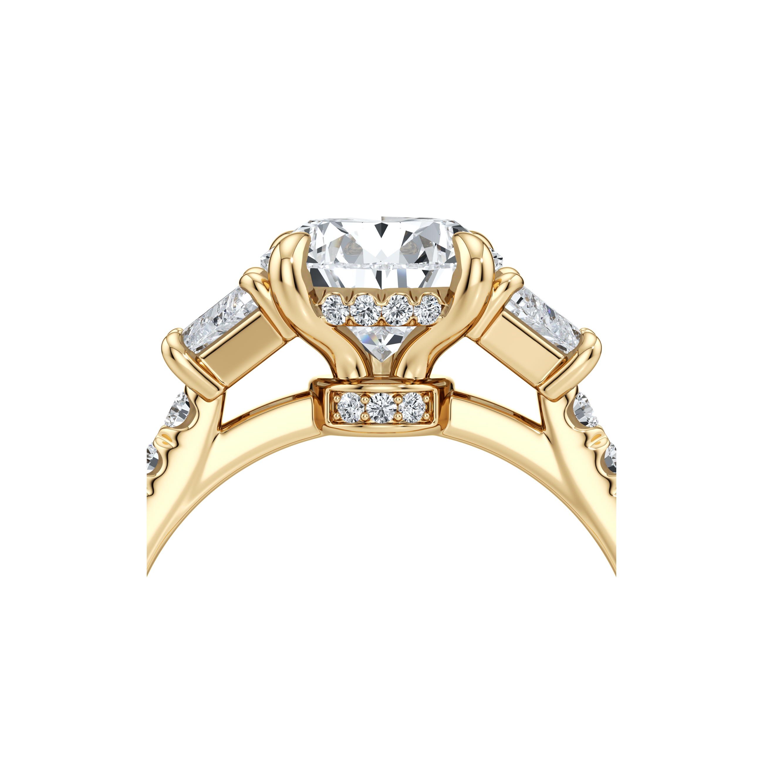 2.0 Carats Lab Grown Diamond Pear Shape F-VS1 Three Stones & Hidden Halo Engagement Ring - Camila Brown