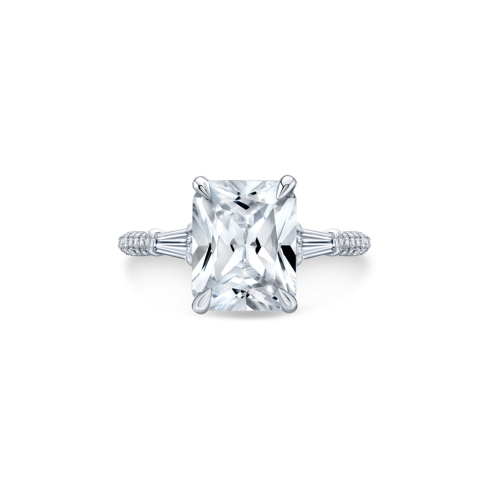 2.0 Carats Lab Grown Diamond Radiant Shape F-VS1 Three Stone & Pave Engagement Ring - Camila Brown
