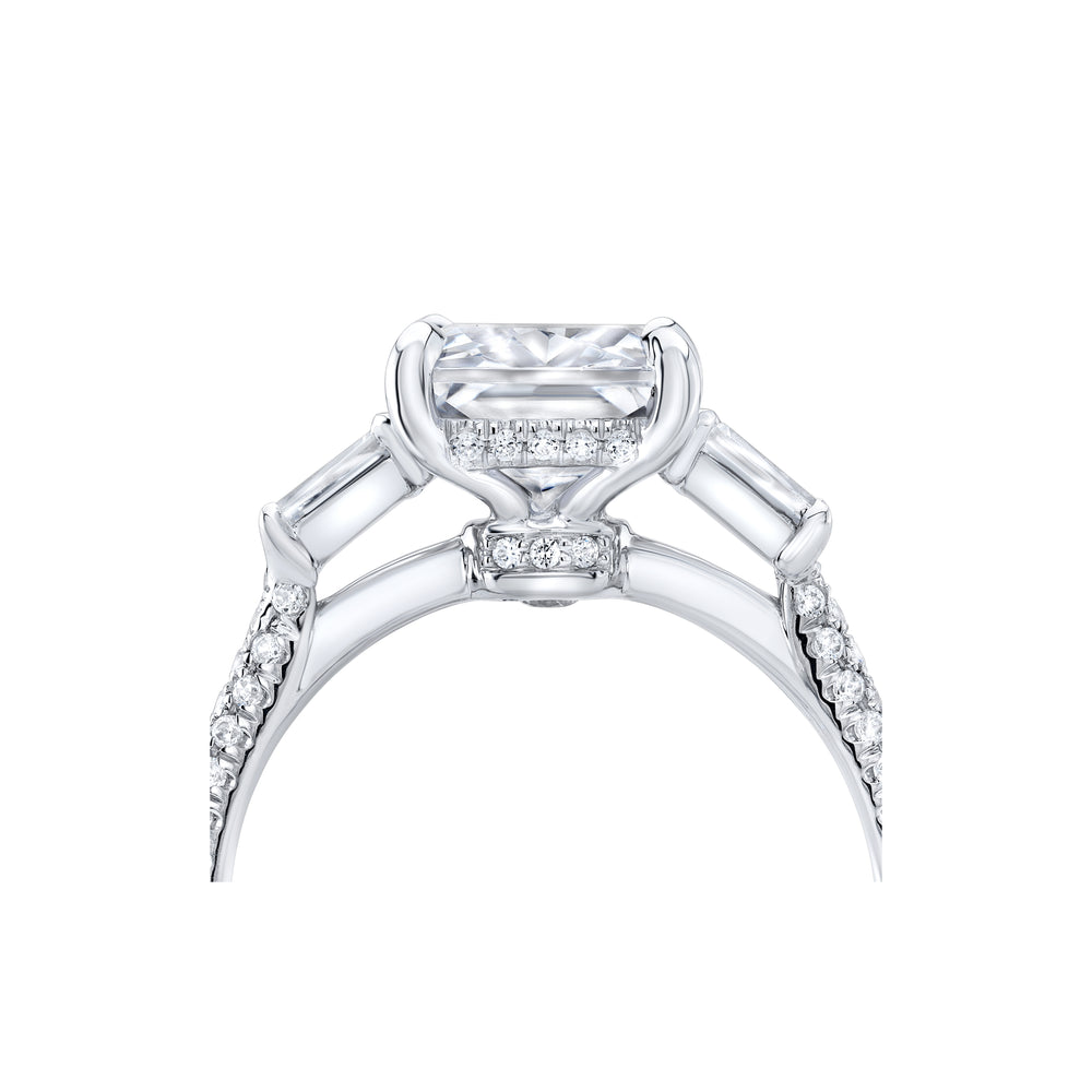 2.0 Carats Lab Grown Diamond Radiant Shape F-VS1 Three Stone & Pave Engagement Ring - Camila Brown