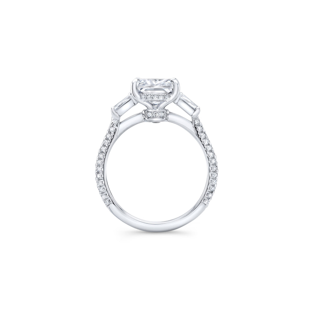 2.0 Carats Lab Grown Diamond Radiant Shape F-VS1 Three Stone & Pave Engagement Ring - Camila Brown