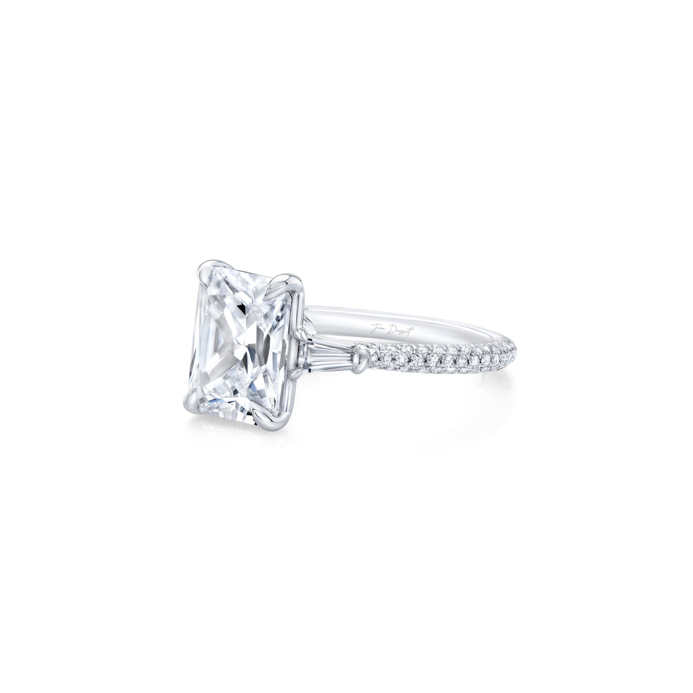 2.0 Carats Lab Grown Diamond Radiant Shape F-VS1 Three Stone & Pave Engagement Ring - Camila Brown