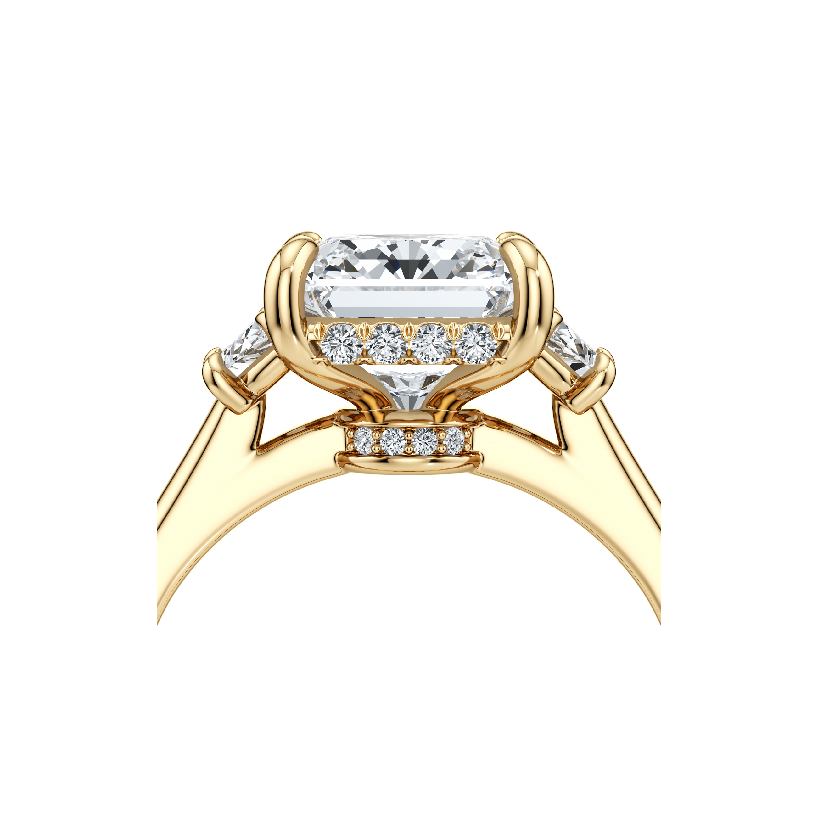 2.0 Carats Lab Grown Diamond Radiant Shape F-VS1 Three Stones & Hidden Halo Engagement Ring - Camila Brown