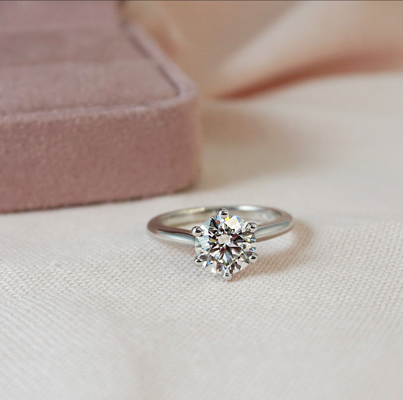 1.0 Carats Lab Grown Diamond Round Shape E-VS1 Solitaire Engagement Ring - Camila Brown