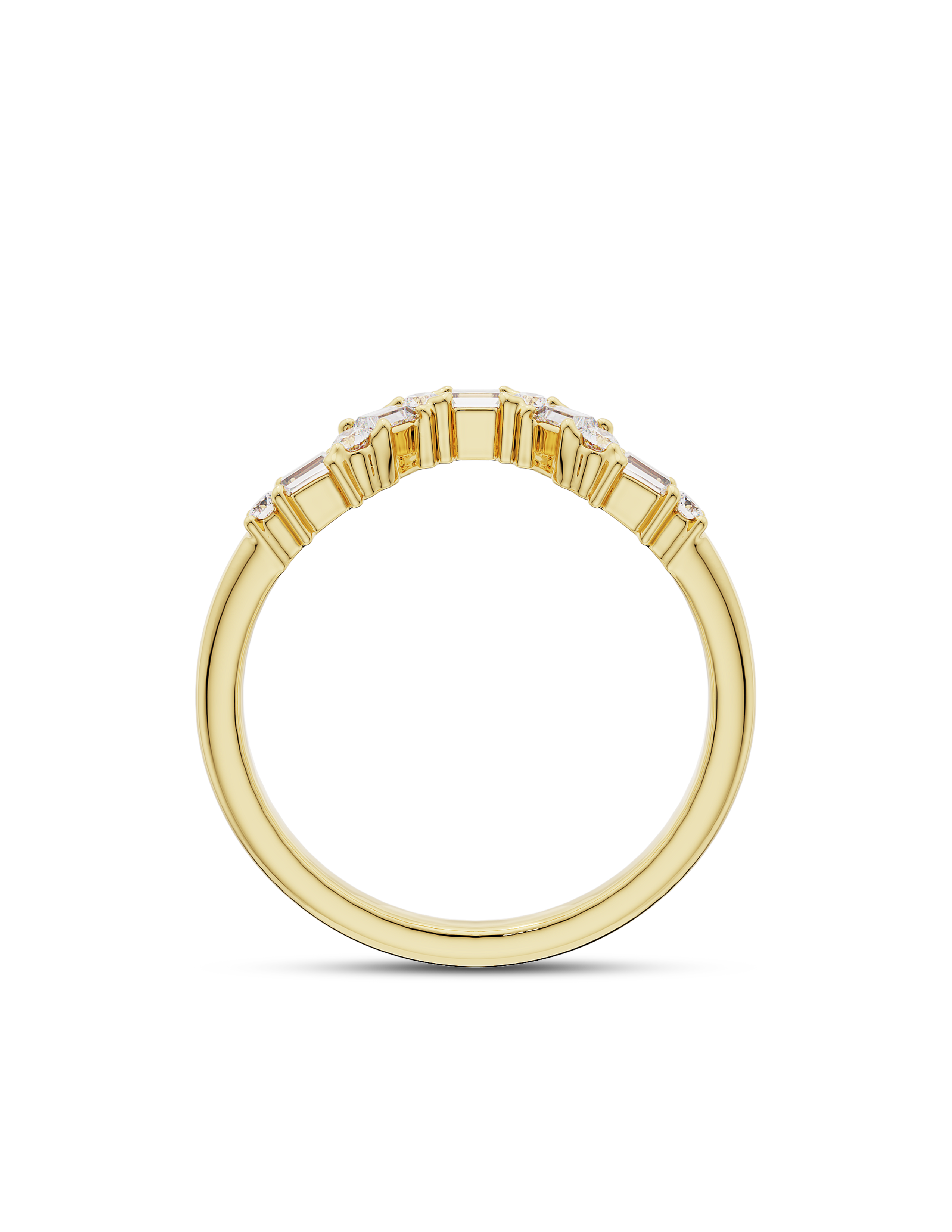 0.30 TCW Emerald and Round Cut CVD Diamond V Shaped Wedding Band