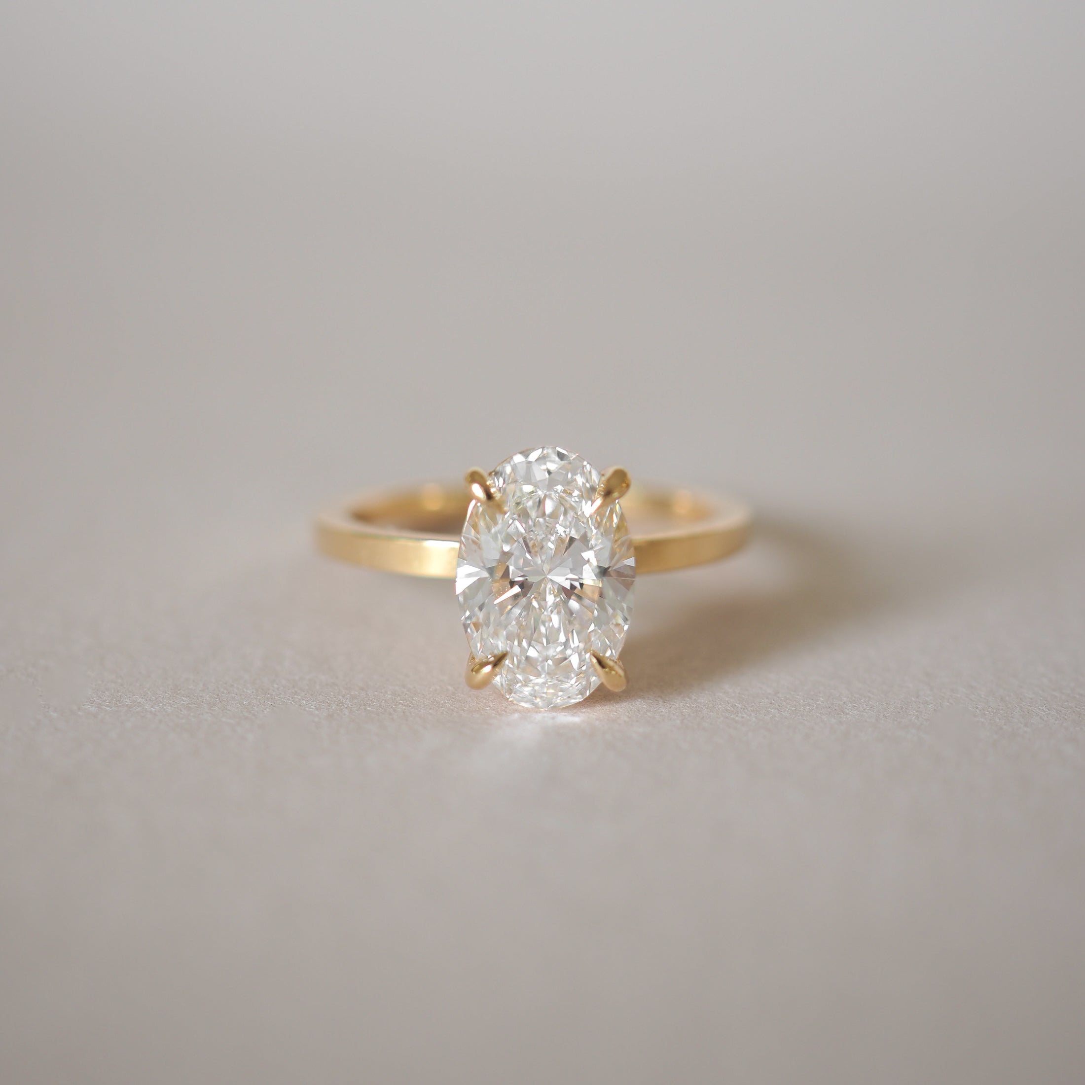 Oval cut moissanite solitaire engagement ring in white gold setting, 1.0-3.0 CT