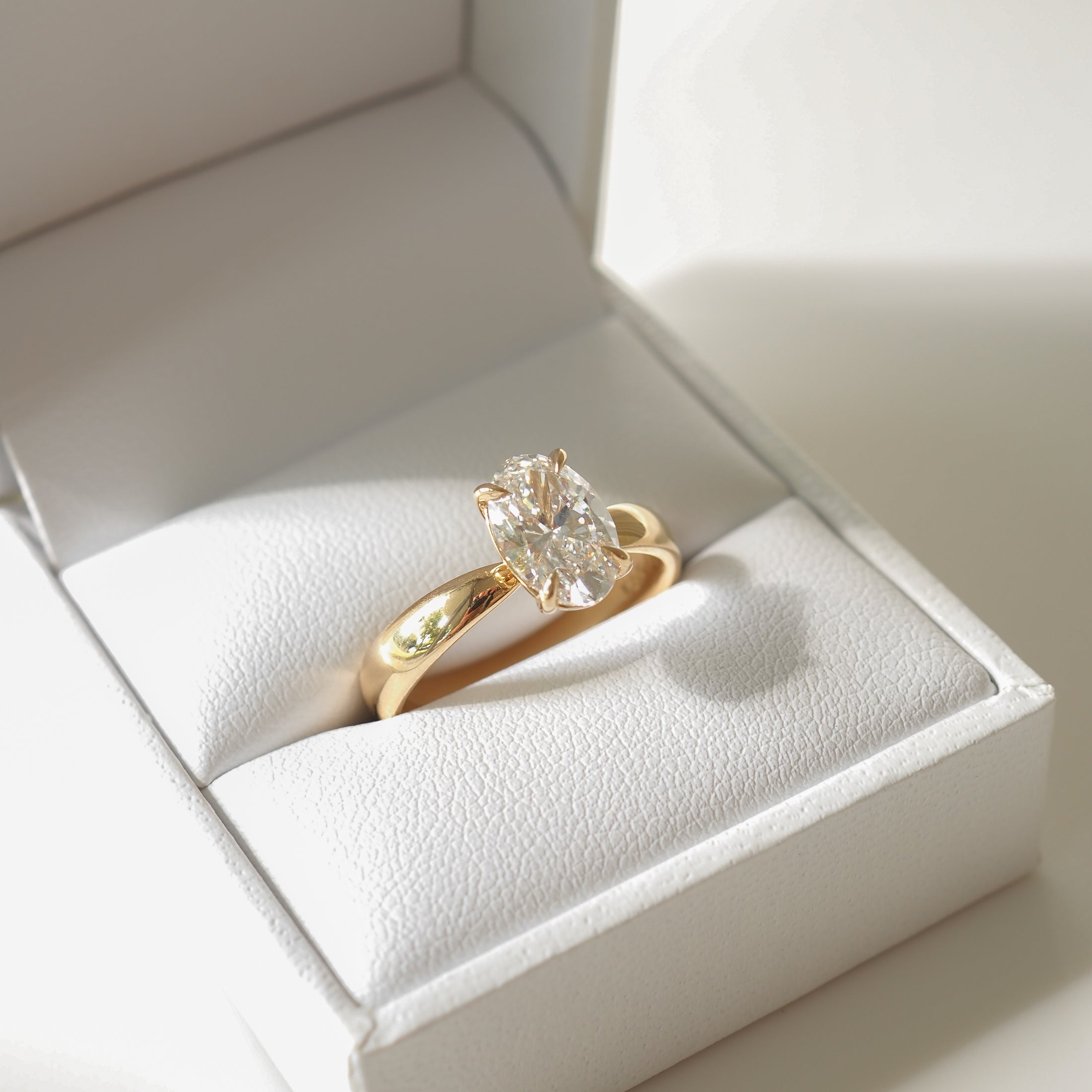 1.60-3.50 Carats Oval Shaped CVD Diamond Solitaire Style Engagement Ring