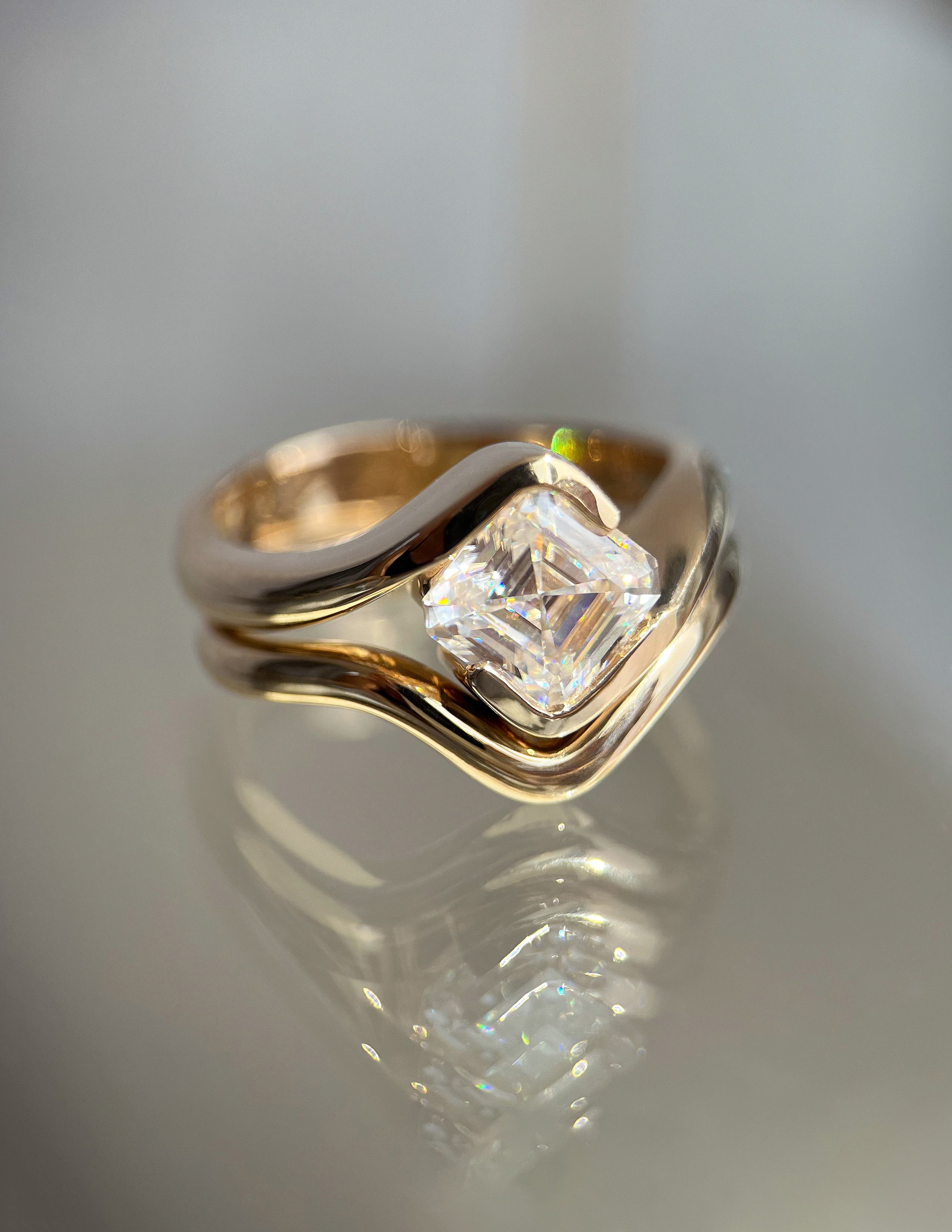 2.50 CT Asscher CVD Diamond unique Solitaire Bridal Ring Set-custom Listing for Justin
