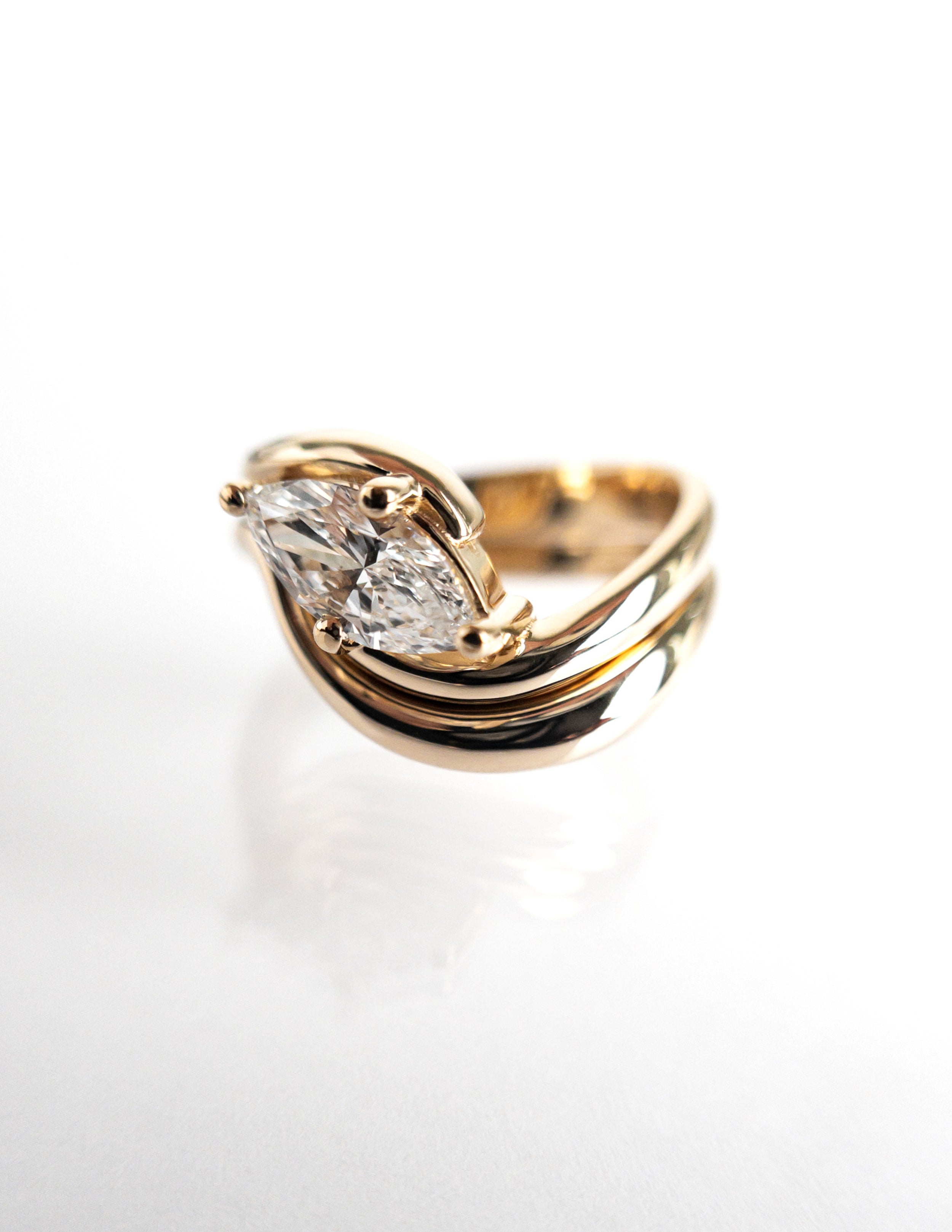 1.0 CT-2.0 CT Marquise Cut Lab Grown Diamond Solitaire Setting Bridal Set