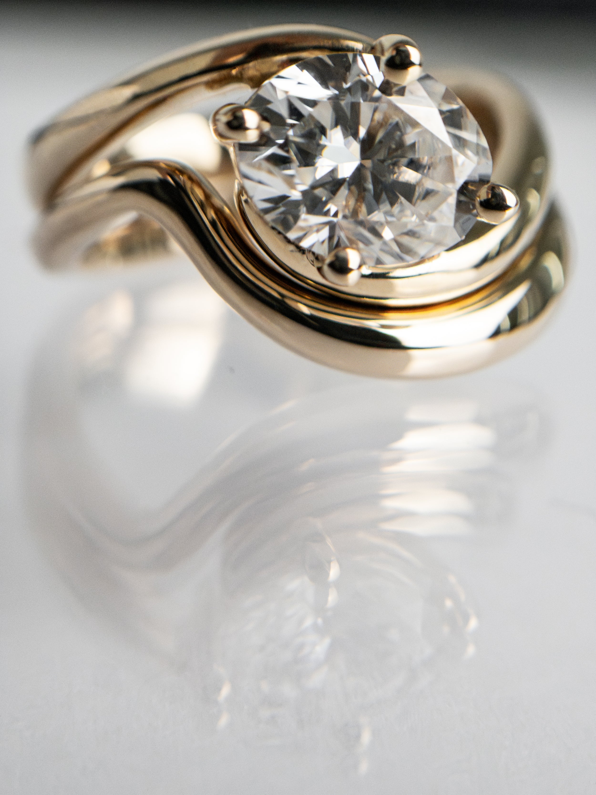 1.0-2.0 CT Oval CVD Diamond Solitaire Bridal Ring Set