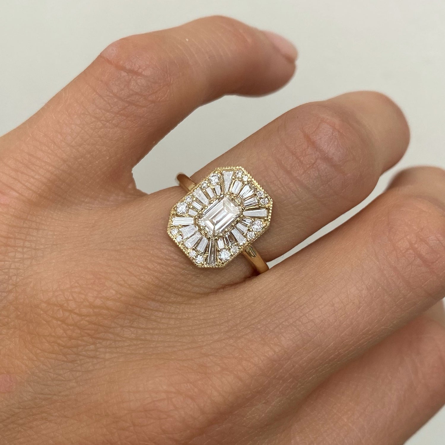 0.50 CT Emerald Shape Ballerina Lab Grown Engagement Ring