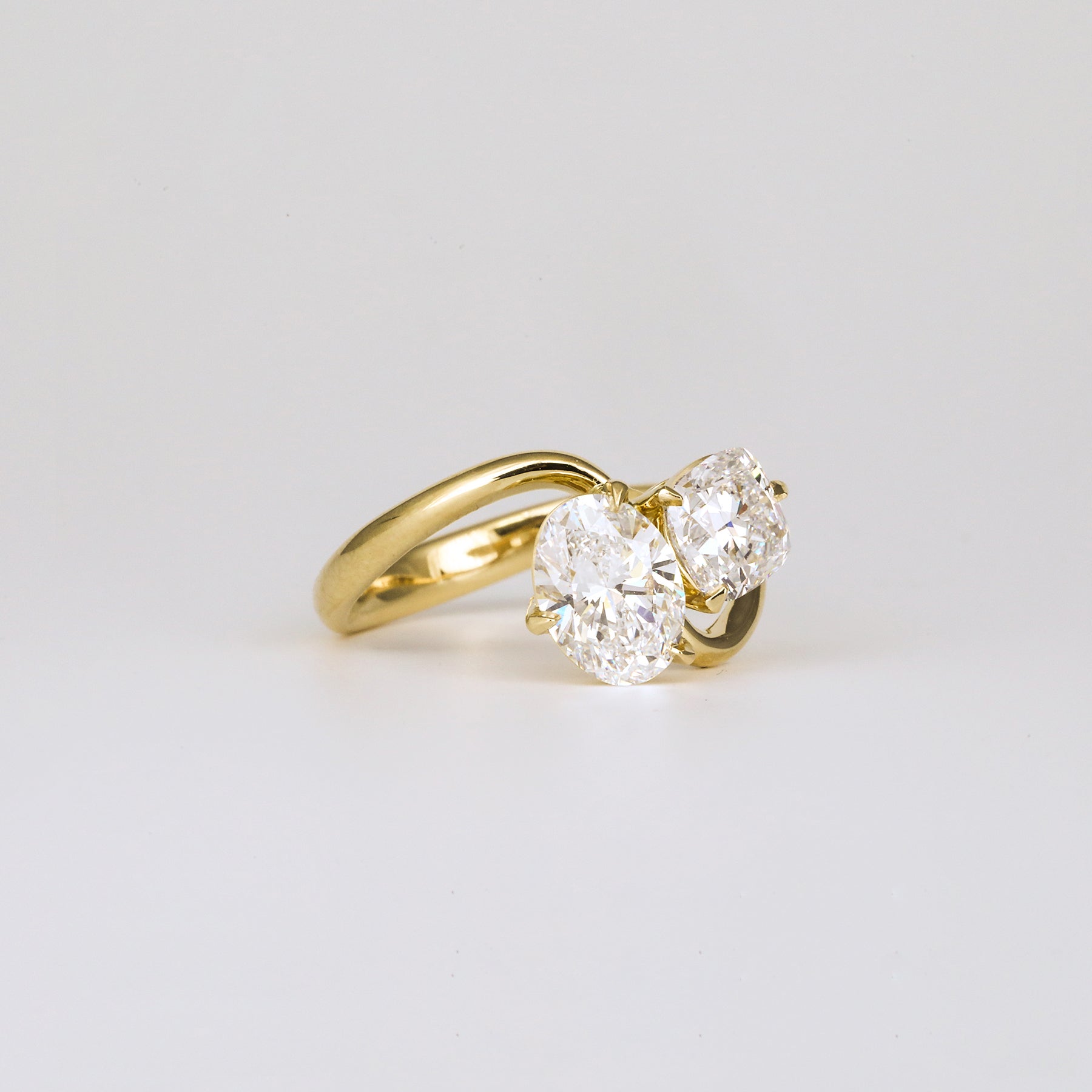 2.27 TCW Cushion & Oval Lab Grown Diamond Two Stone Engagement Ring