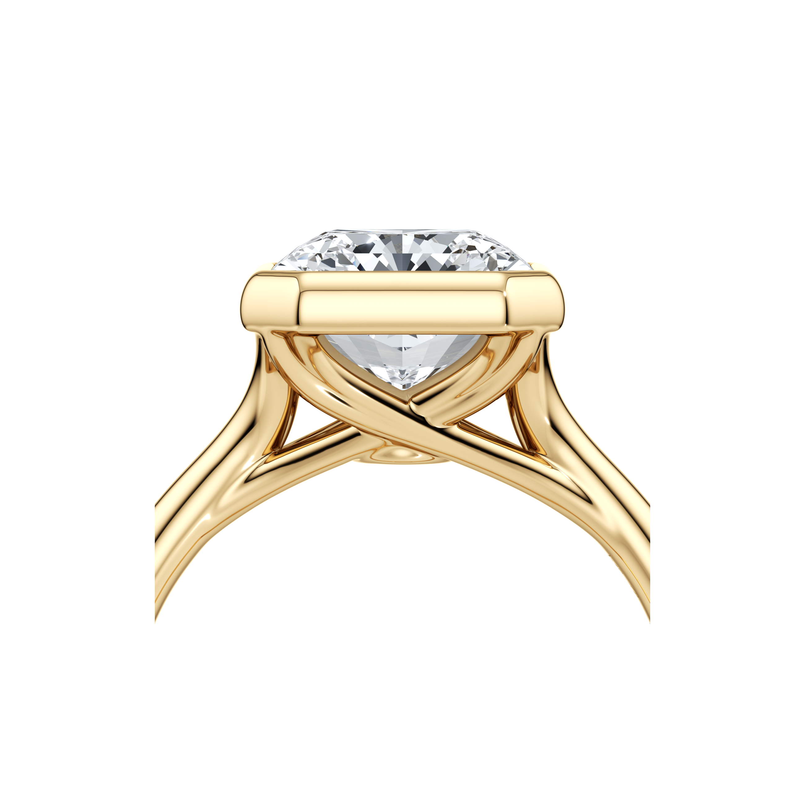 2.0 Carats Lab Grown Diamond Radiant Shape F-VS1 Bezel Solitaire Engagement Ring - Camila Brown