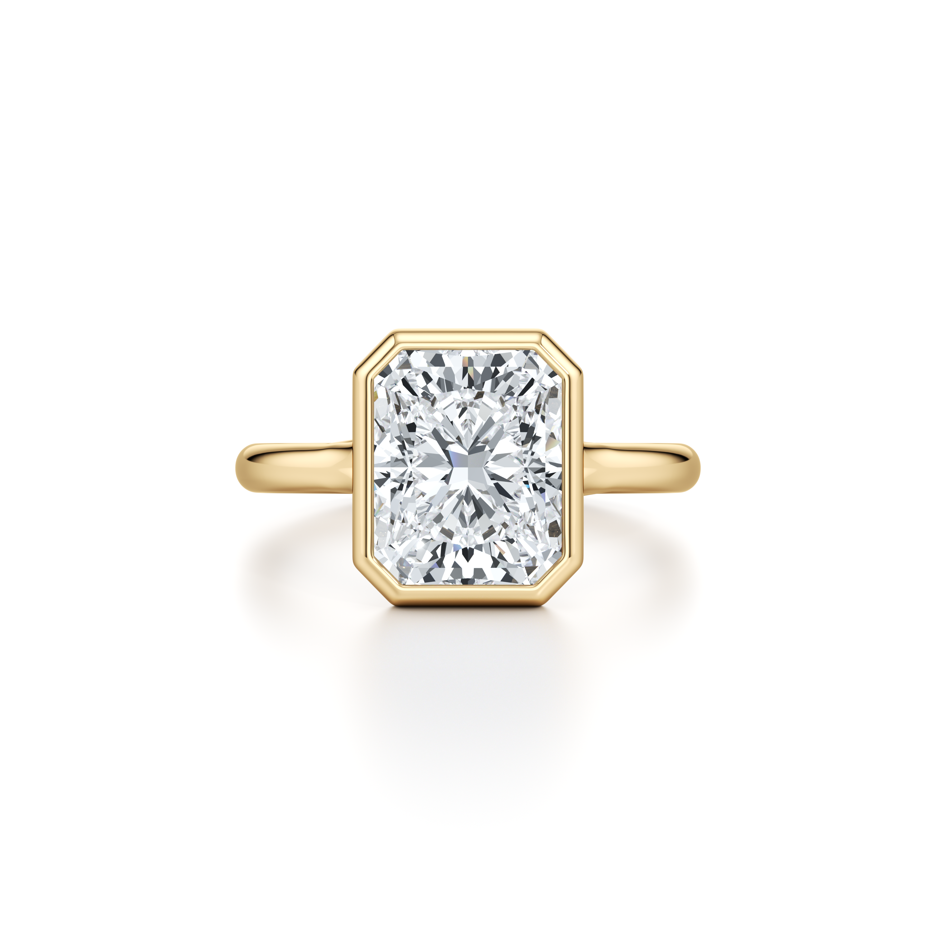 2.0 Carats Lab Grown Diamond Radiant Shape F-VS1 Bezel Solitaire Engagement Ring - Camila Brown