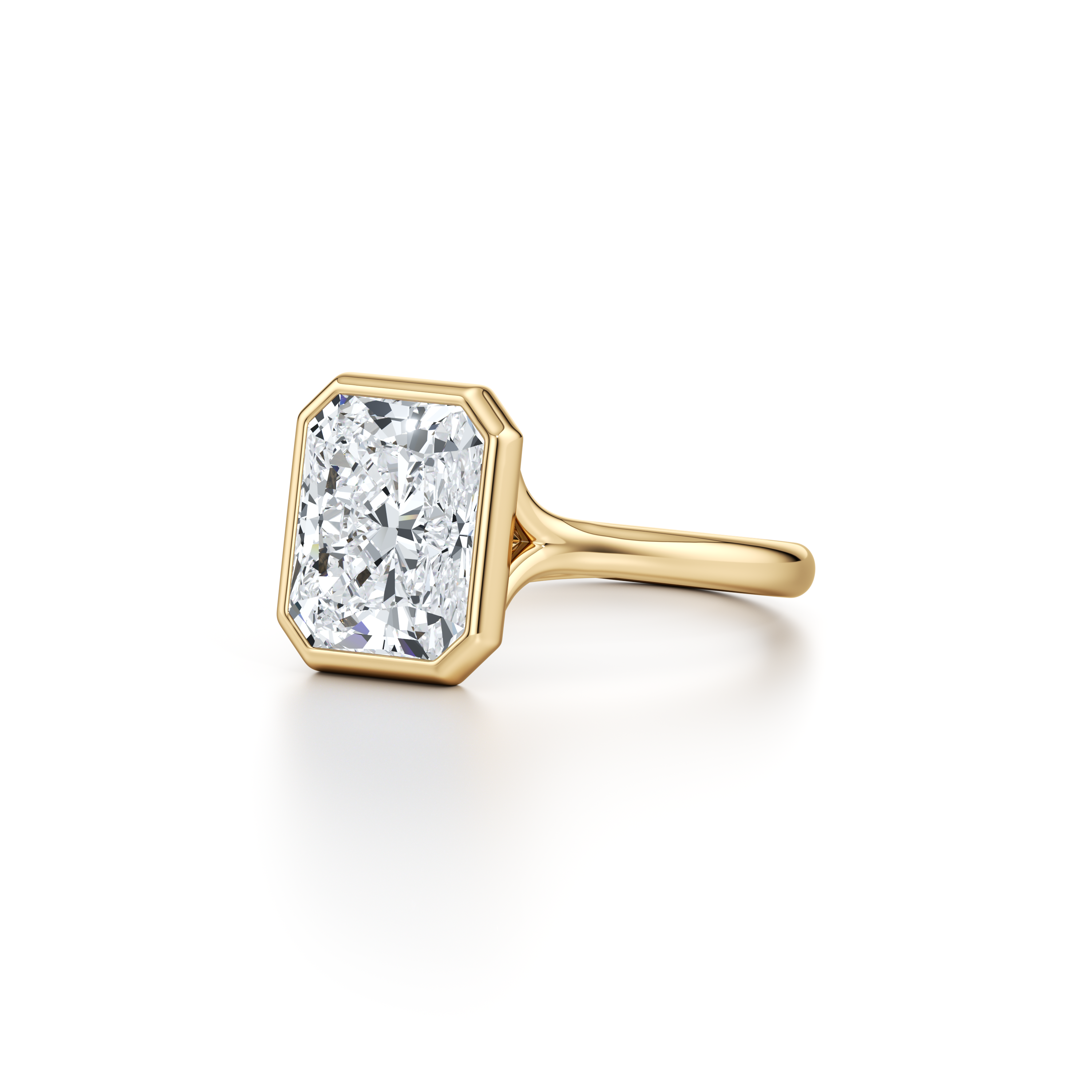 2.0 Carats Lab Grown Diamond Radiant Shape F-VS1 Bezel Solitaire Engagement Ring - Camila Brown