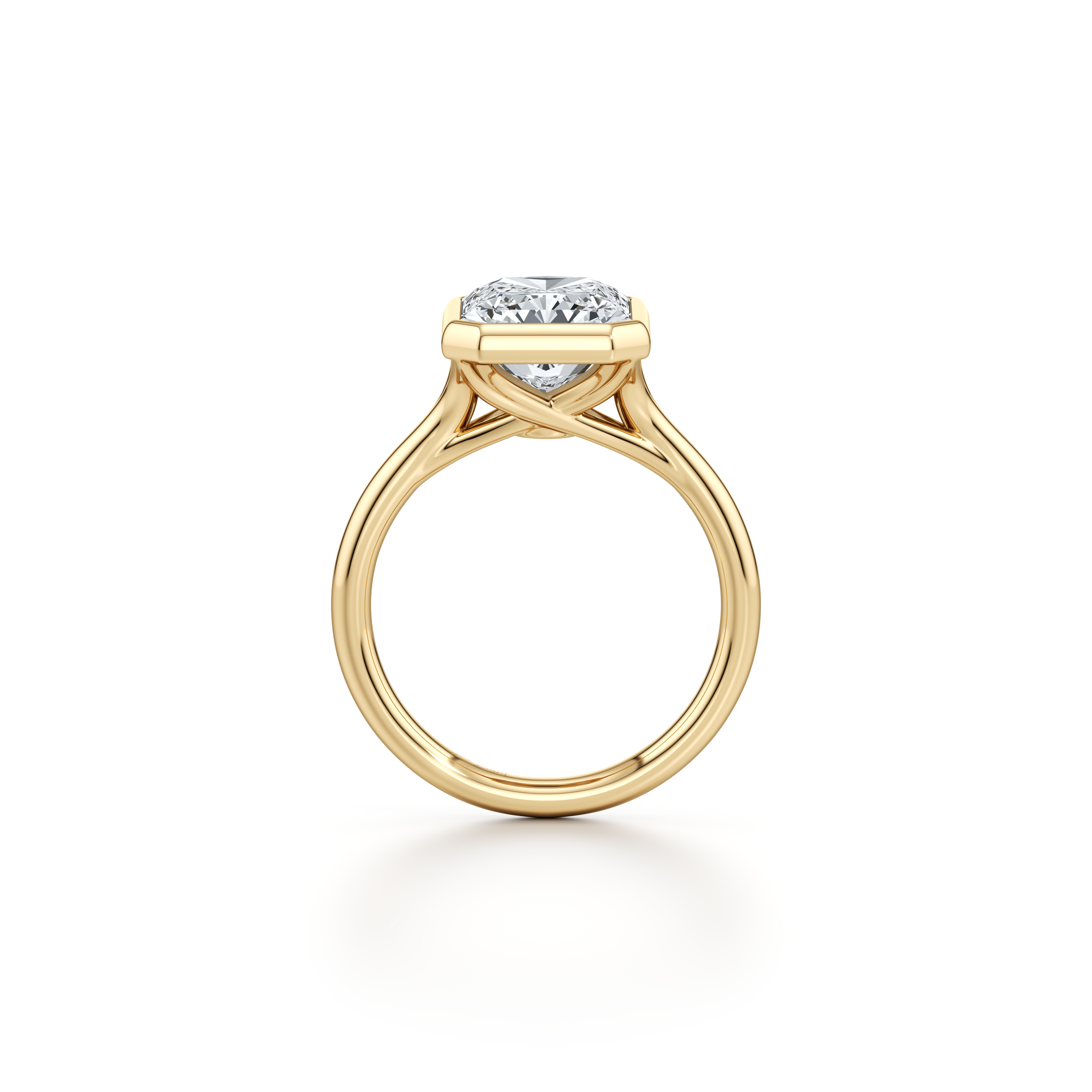 2.0 Carats Lab Grown Diamond Radiant Shape F-VS1 Bezel Solitaire Engagement Ring - Camila Brown