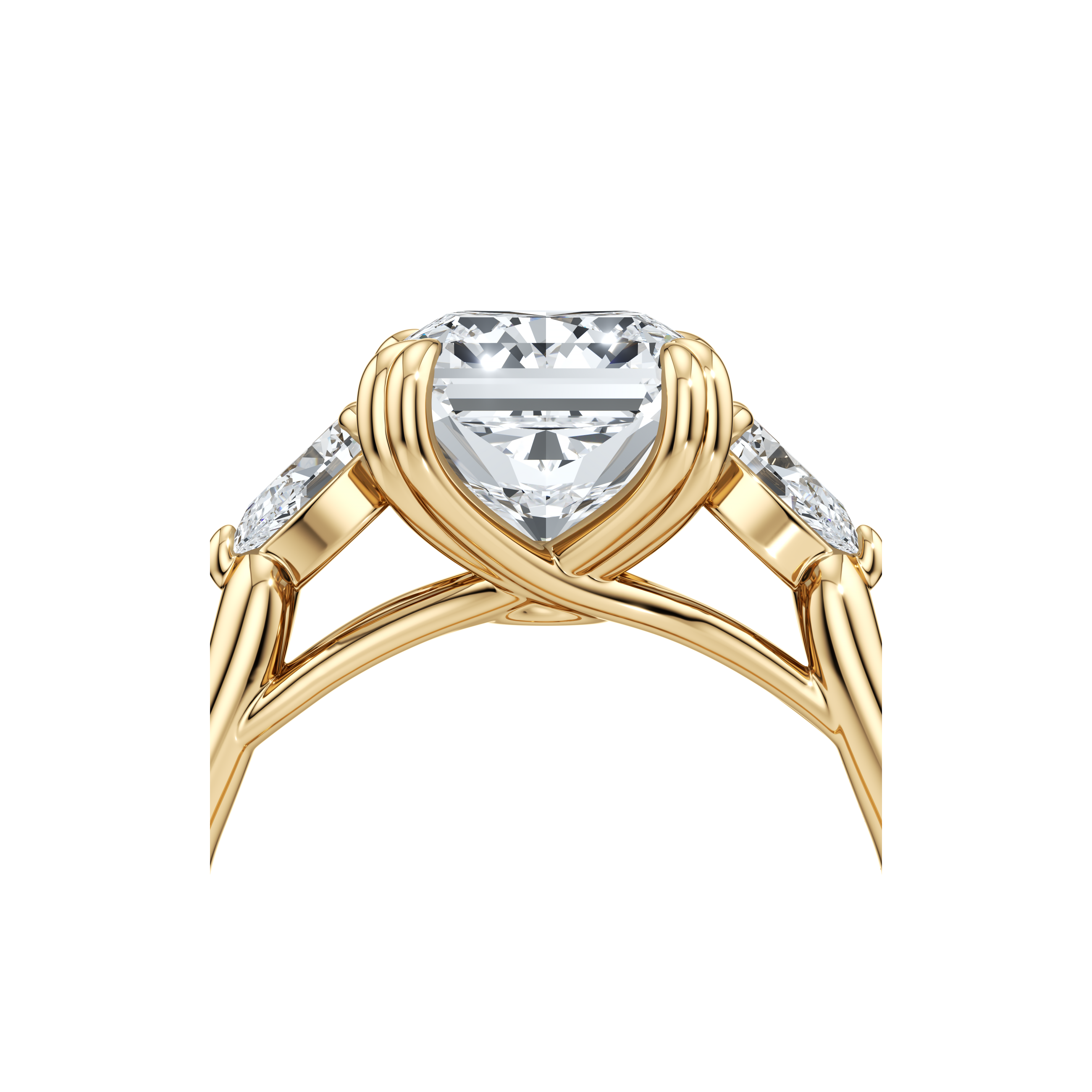 2.0 Carats Lab Grown Diamond Radiant Shape F-VS1 Three Stone Engagement Ring - Camila Brown