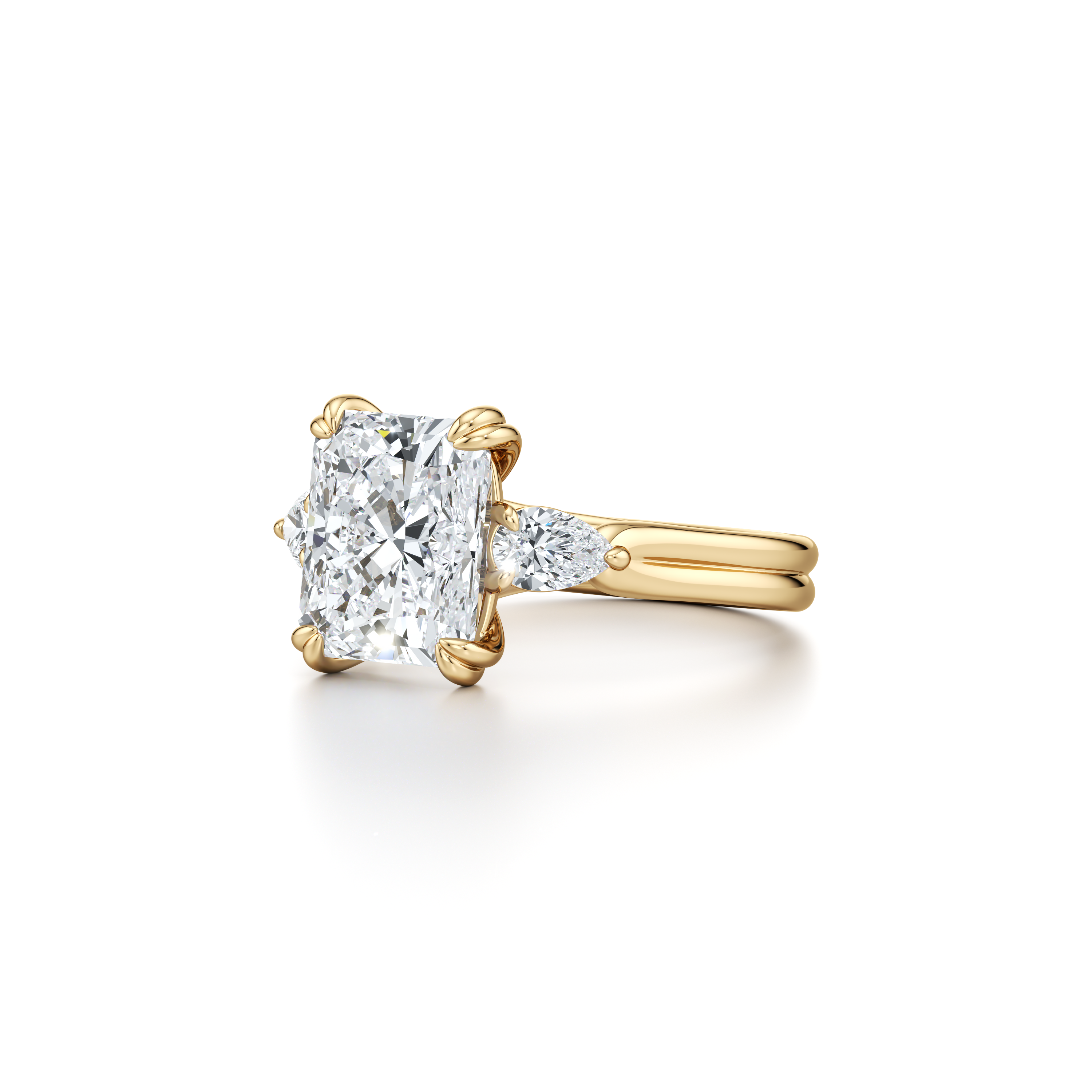 2.0 Carats Lab Grown Diamond Radiant Shape F-VS1 Three Stone Engagement Ring - Camila Brown