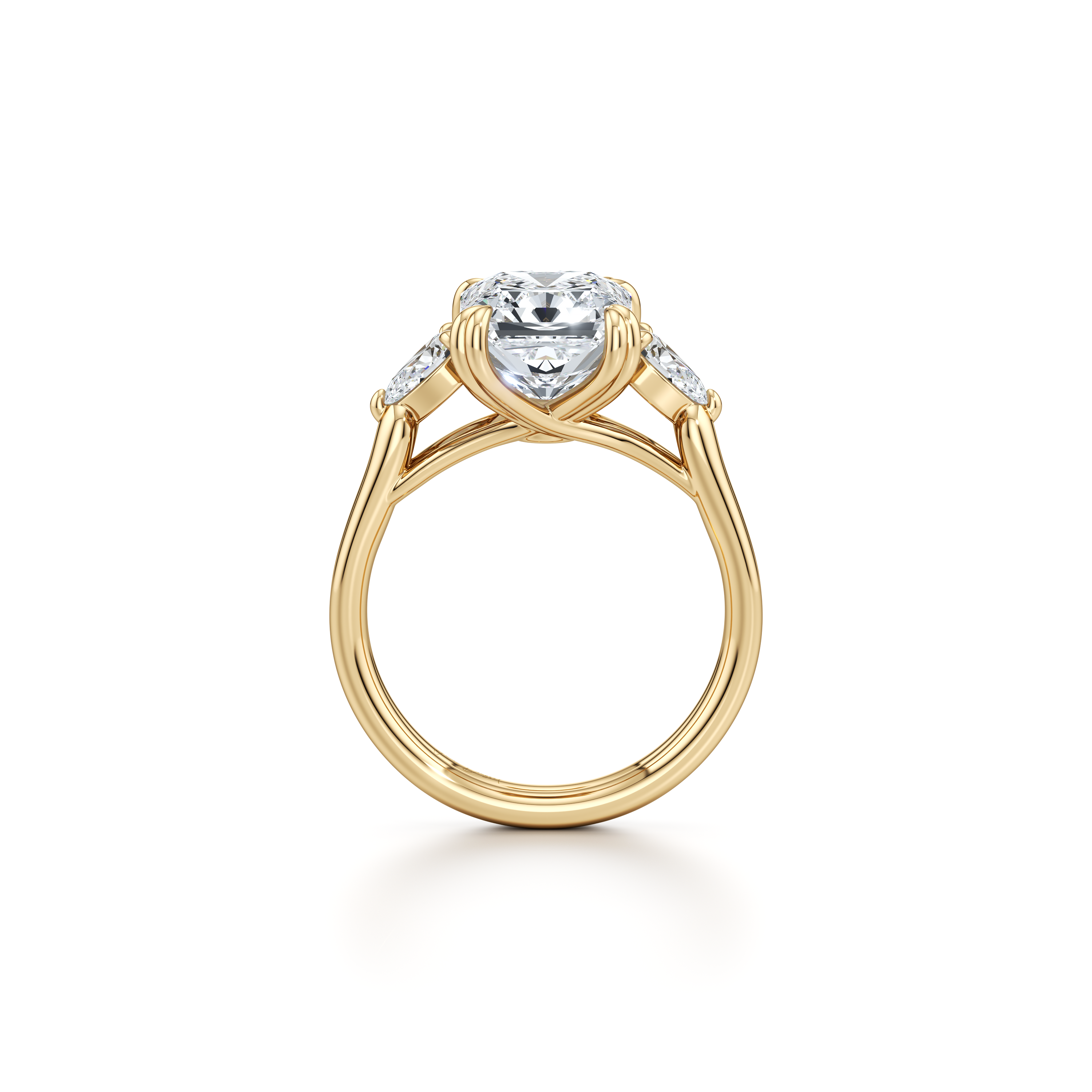 2.0 Carats Lab Grown Diamond Radiant Shape F-VS1 Three Stone Engagement Ring - Camila Brown