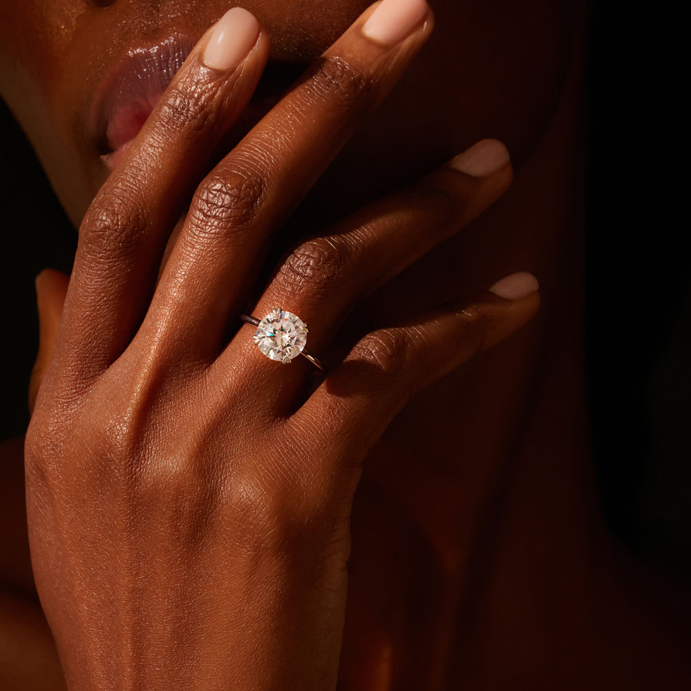 1.50 Carats Lab Grown Diamond Round Shape F-VS1 Solitaire Engagement Ring - Camila Brown