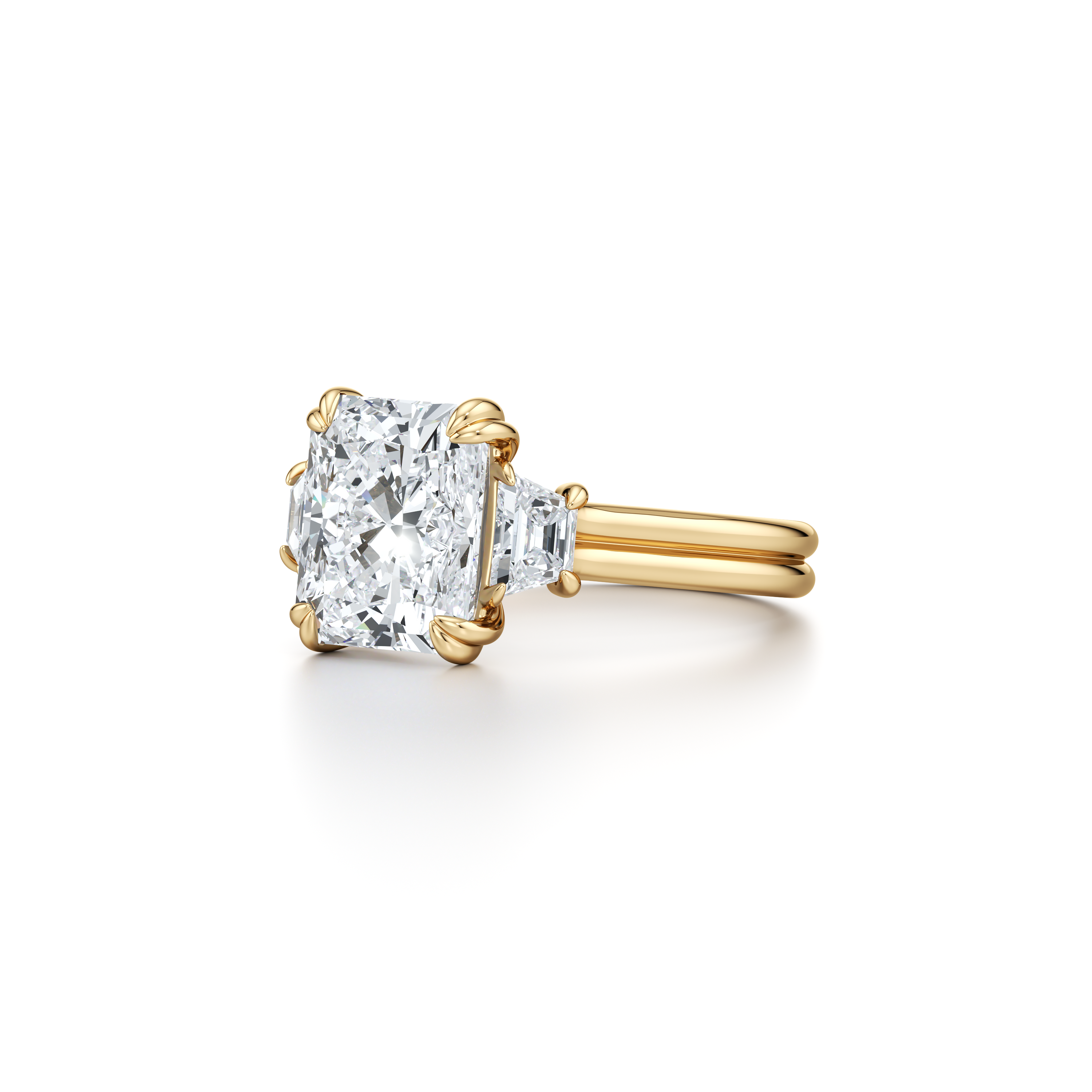 2.0 Carats Lab Grown Diamond Radiant Shape F-VS1 Three Stone Engagement Ring - Camila Brown