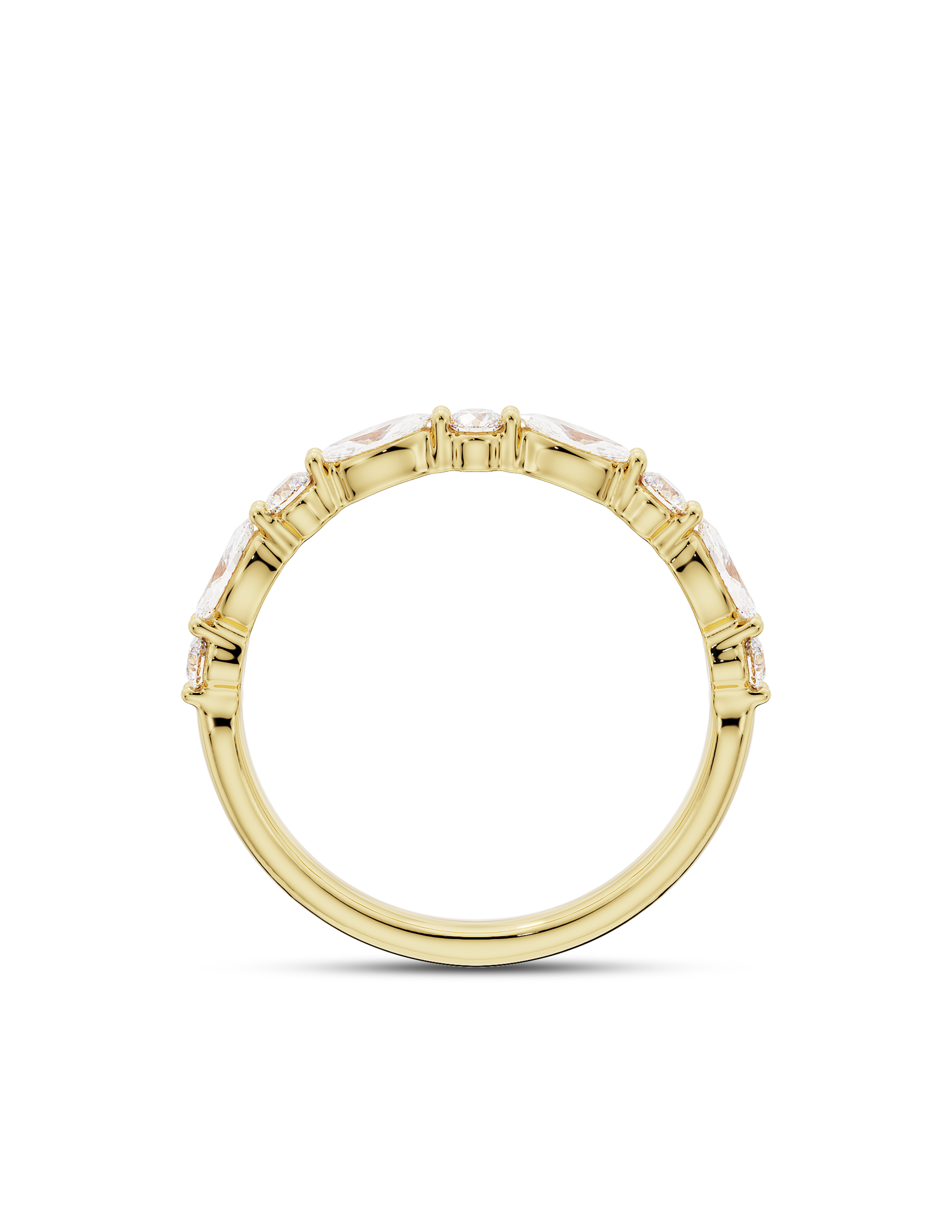 0.60 TCW Marquise and Round Cut CVD Diamond Half Eternity Wedding Band