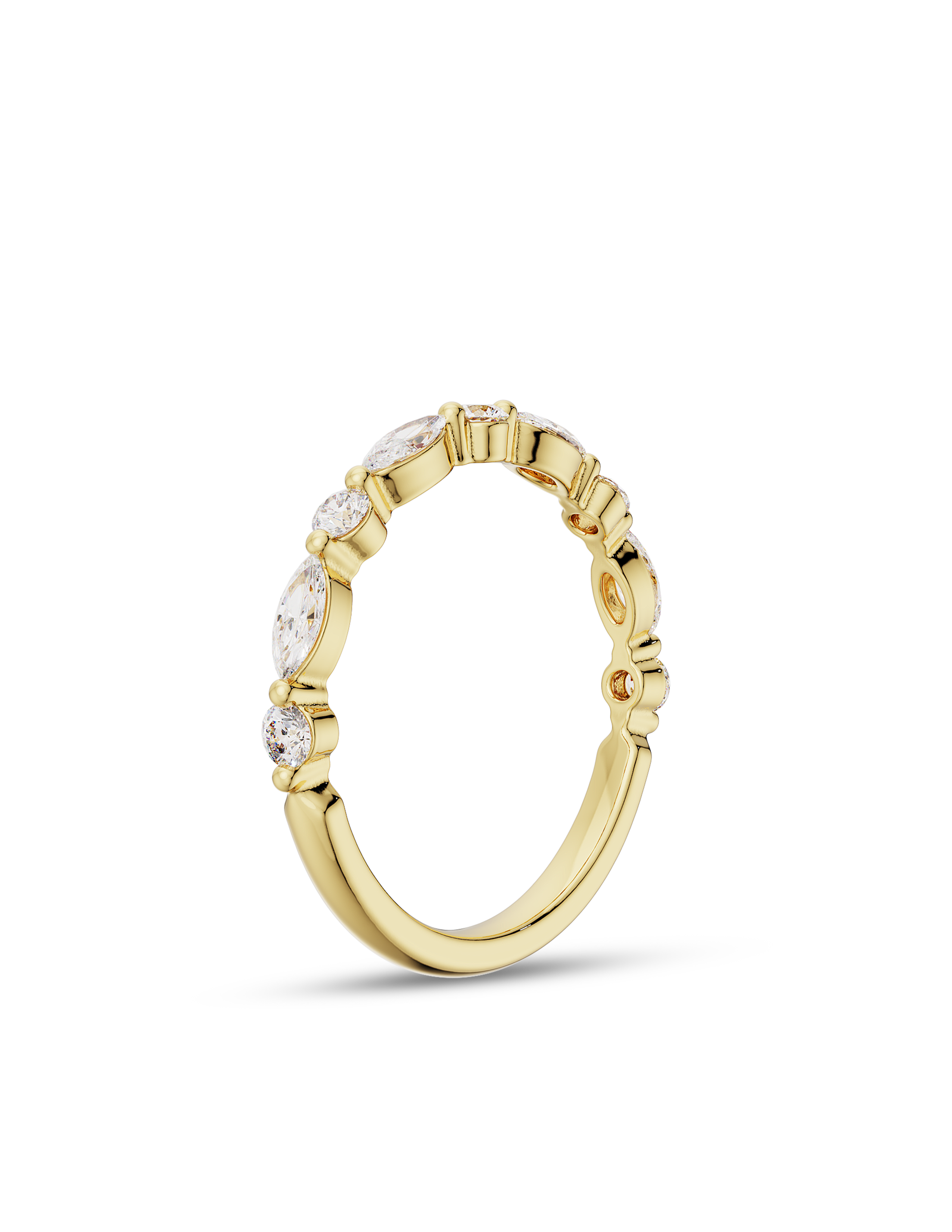 0.30 TCW Round & Marquise CVD Diamond Half Eternity Wedding Band