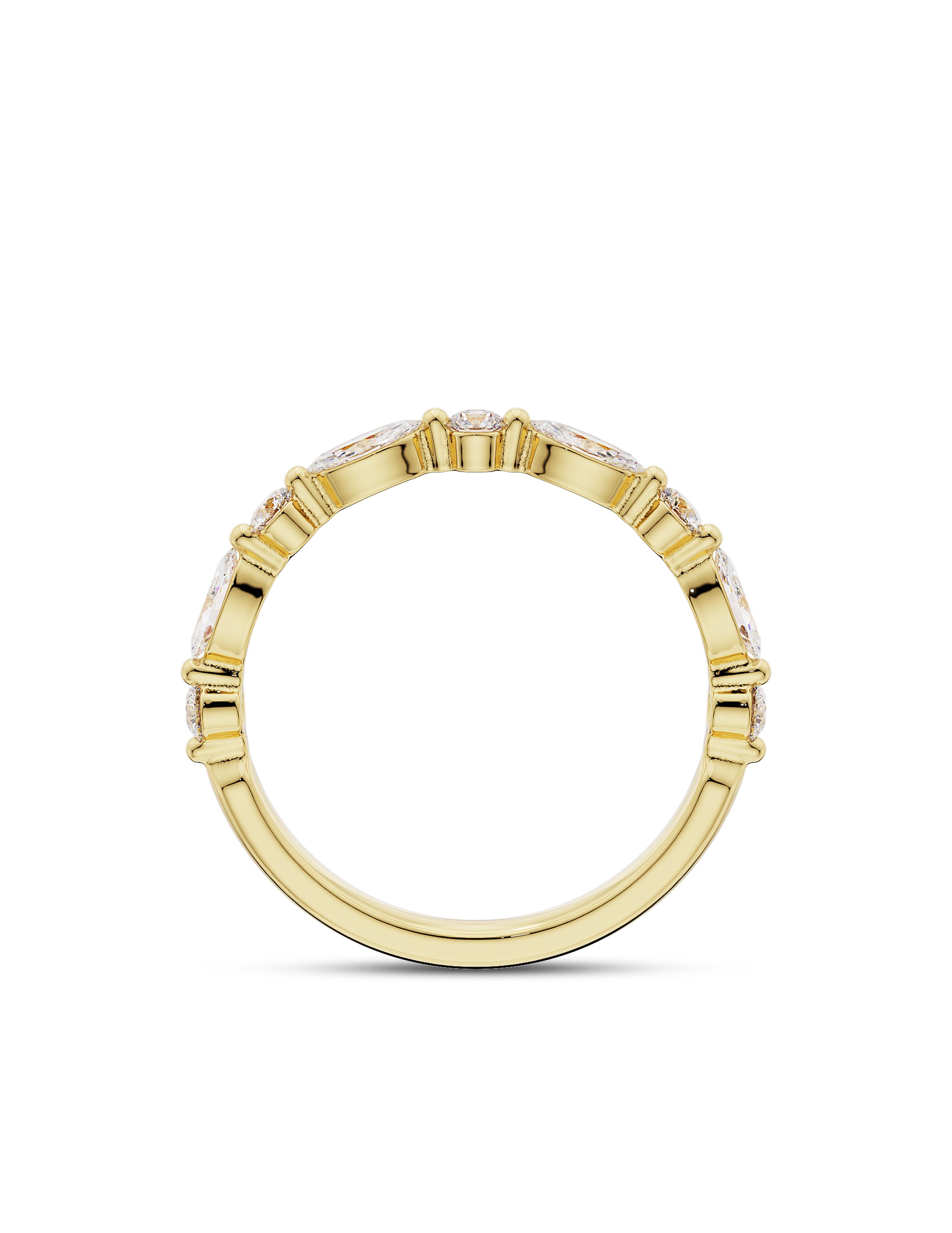 0.30 TCW Round & Marquise CVD Diamond Half Eternity Wedding Band