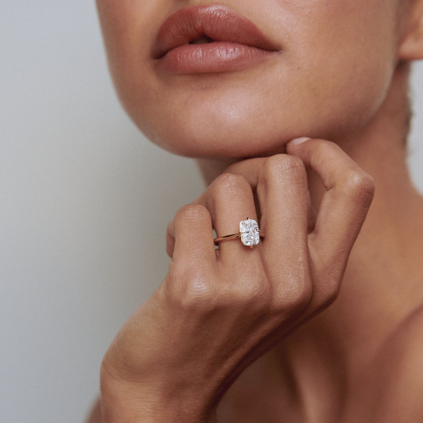 1.5 CT Elongated Cushion E/VS1 CVD Diamond Solitaire Engagement Ring - Camila Brown