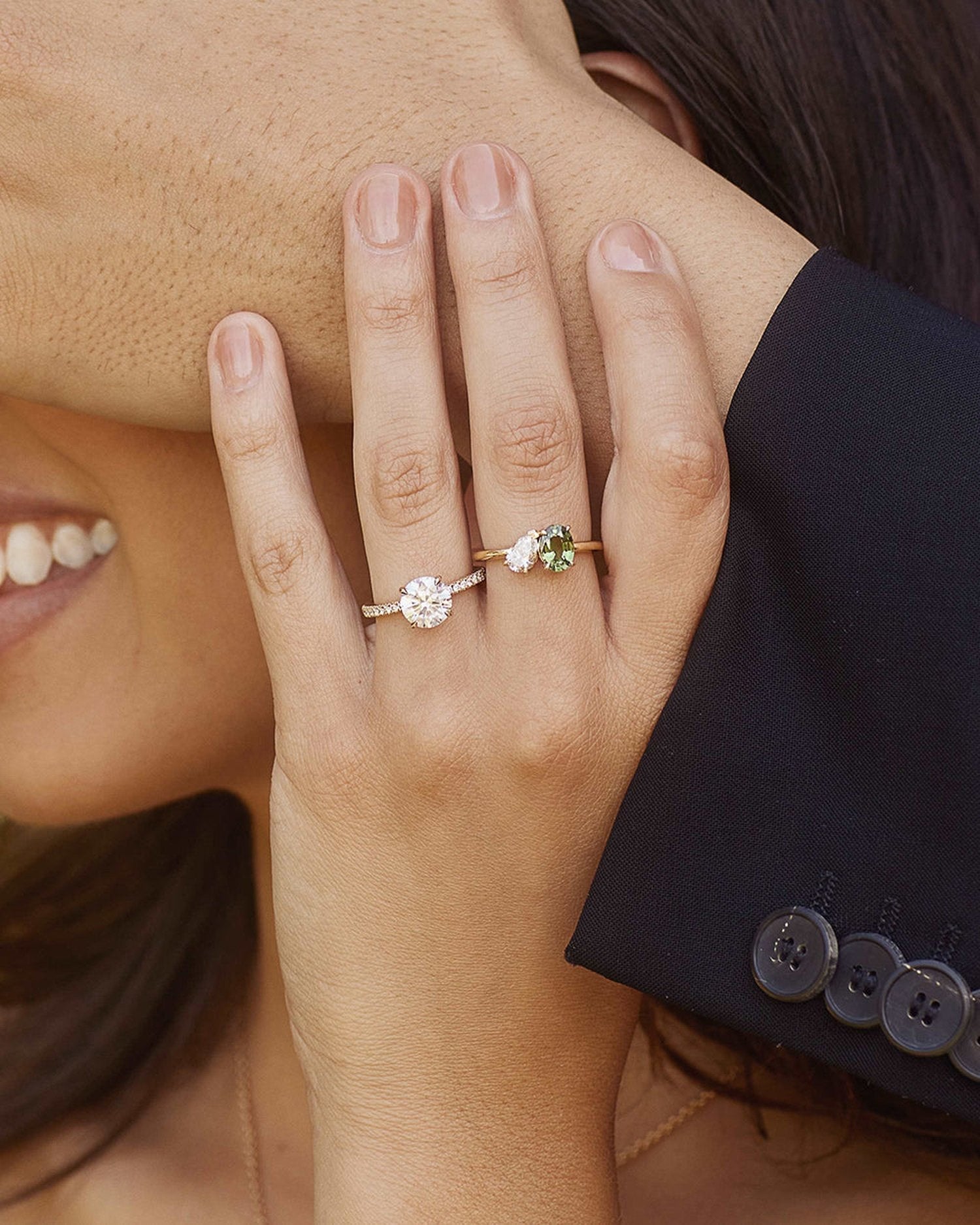 1.5–3.5 CT round cut lab grown diamond engagement ring in gold, accented with pave diamonds along the band for a refined, radiant look