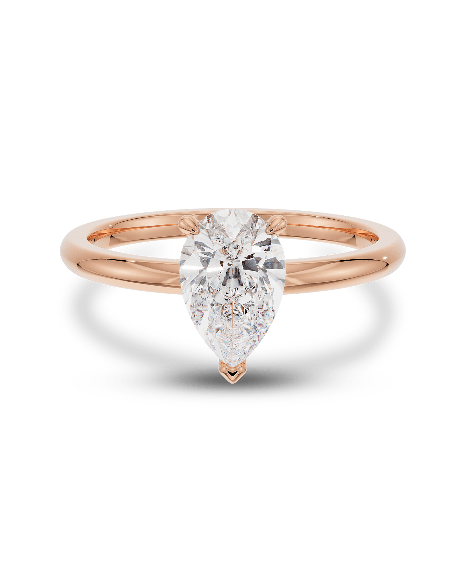 2.0–4.0 CT pear cut lab grown CVD diamond solitaire engagement ring in a classic setting for a sleek and modern bridal look