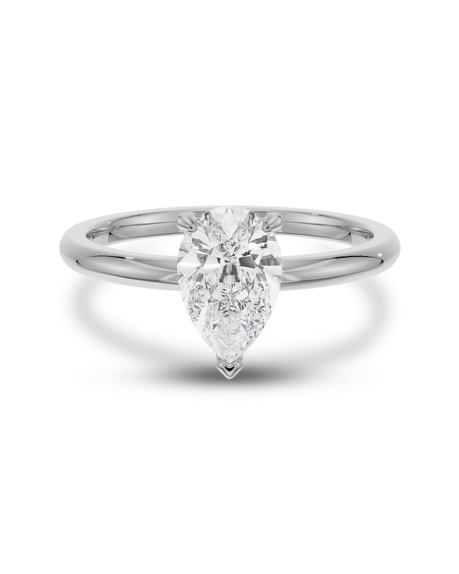 2.0–4.0 CT pear cut lab grown CVD diamond solitaire engagement ring in a classic setting for a sleek and modern bridal look