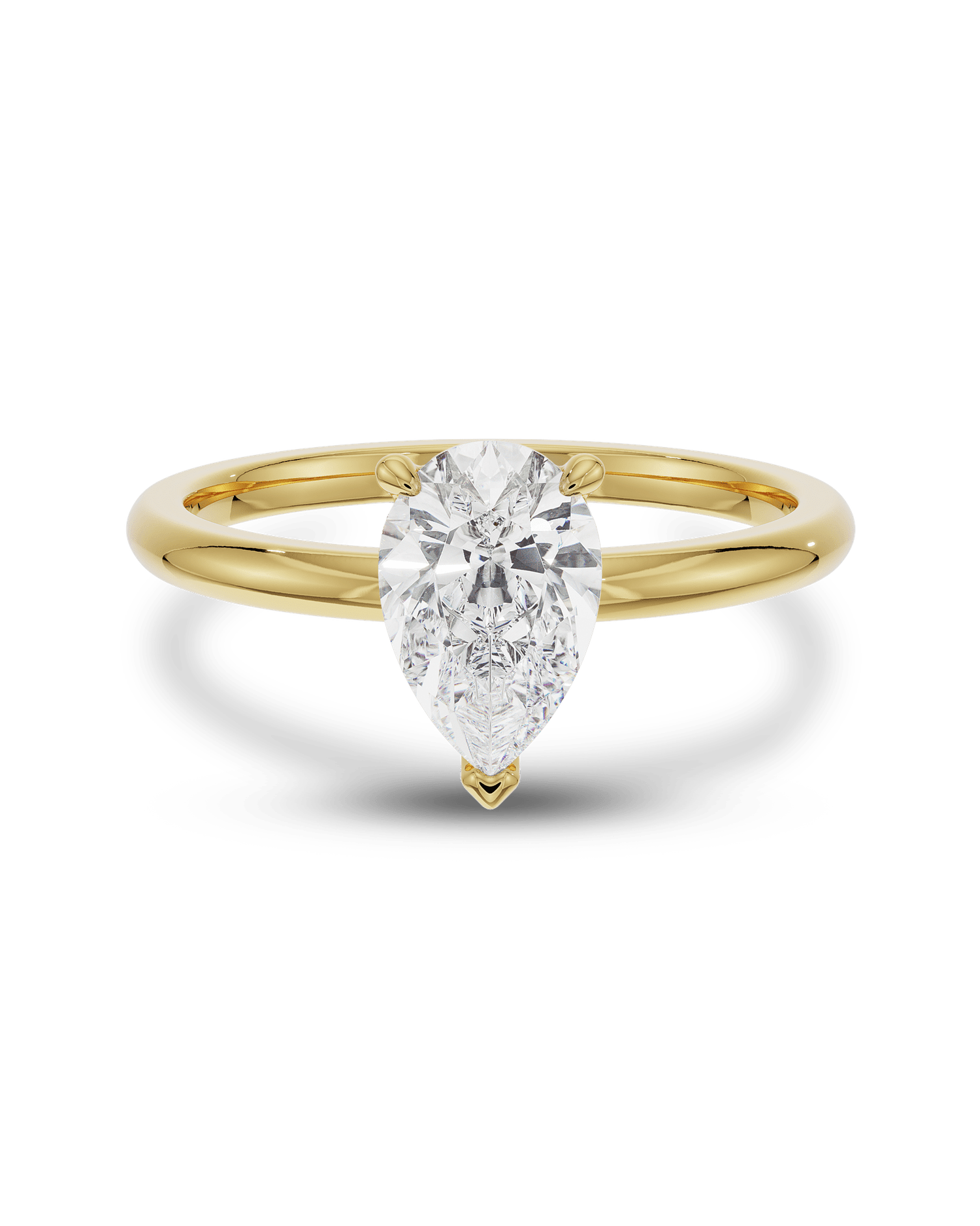 2.0–4.0 CT pear cut lab grown CVD diamond solitaire engagement ring in a classic setting for a sleek and modern bridal look