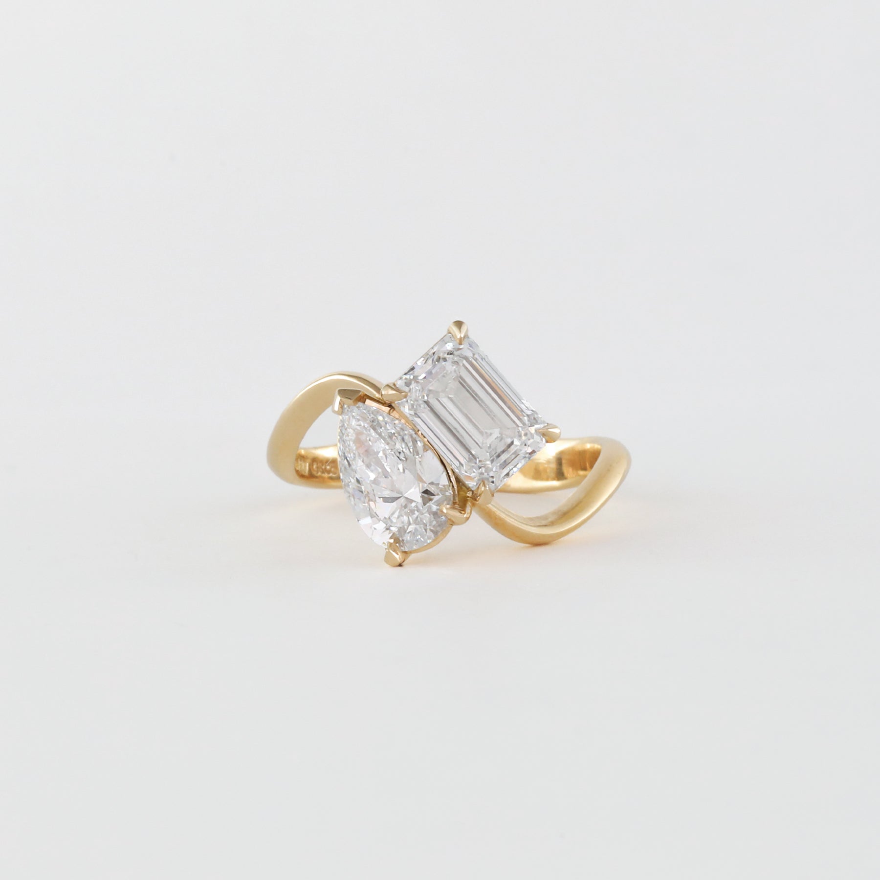 2.65 TCW Emerald & Pear Lab Grown Diamond Two Stone Engagement Ring