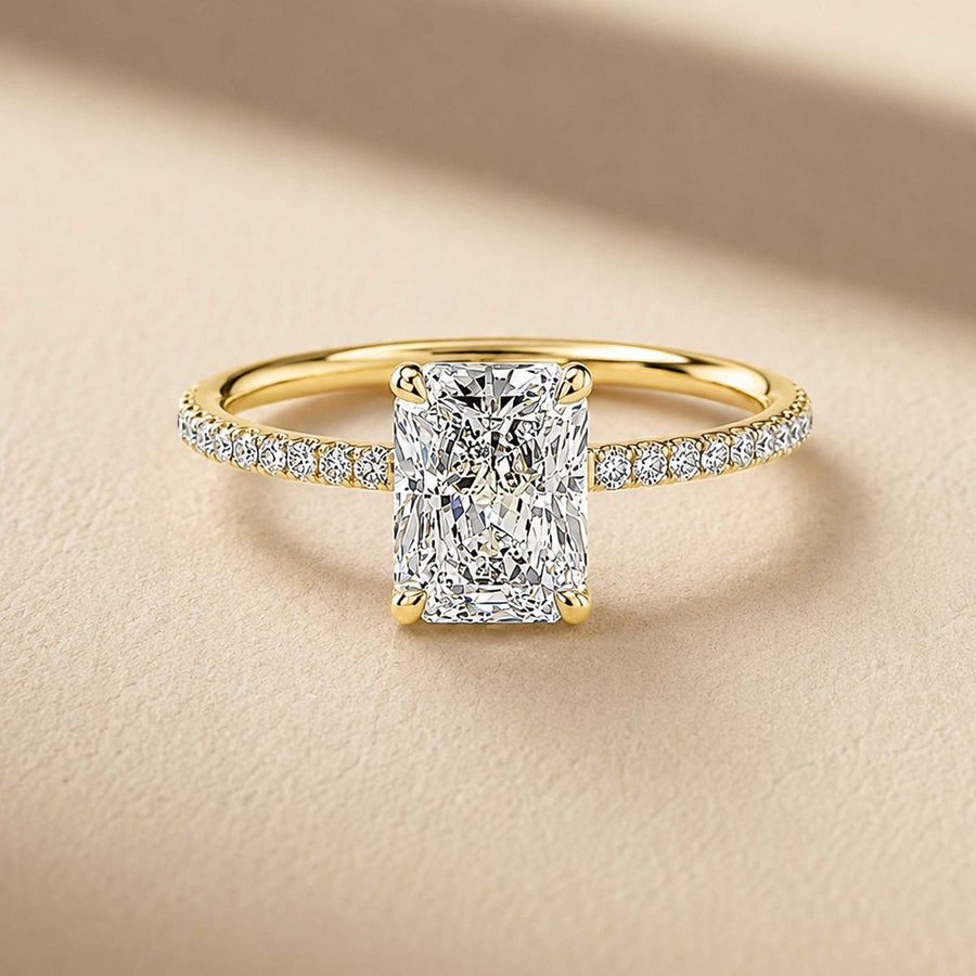 Radiant Pave Lab Grown Diamond Engagement Ring + 1.03 ct radiant - G VS2