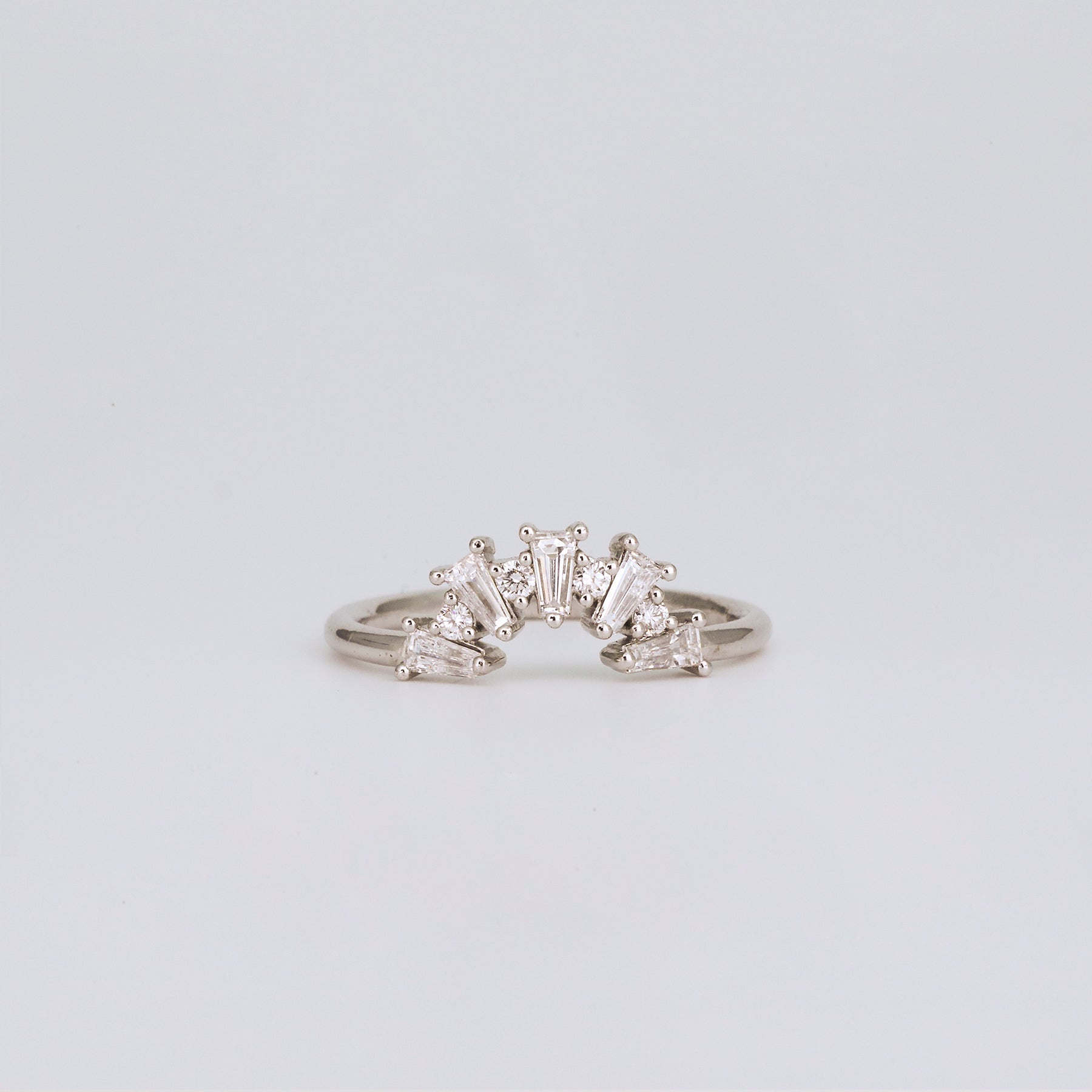 0.48 TCW Tapered Baguette & Round Lab Grown Diamond Cluster Wedding Band