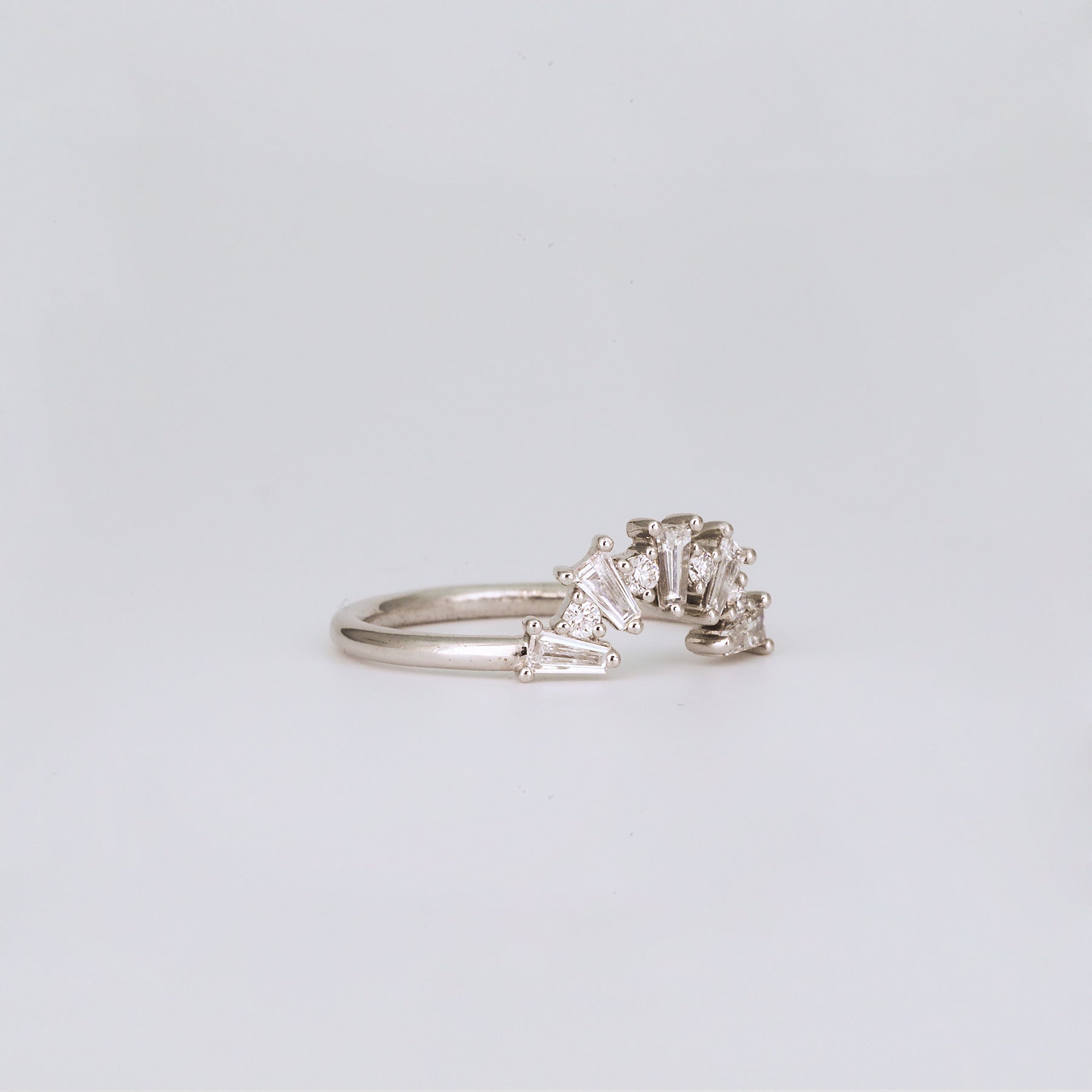 0.48 TCW Tapered Baguette & Round Lab Grown Diamond Cluster Wedding Band