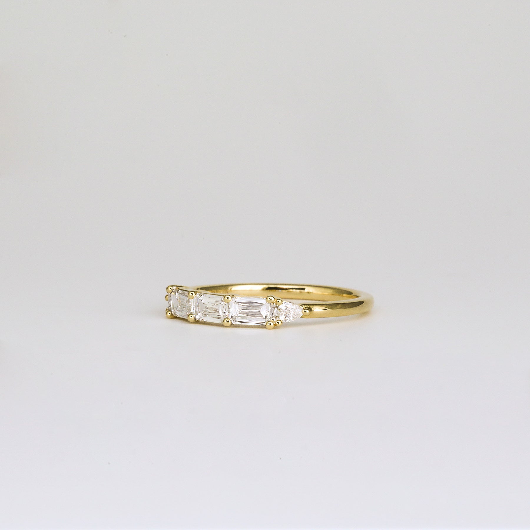 0.57 TCW Emerald & trillion EF- VVS Diamond Cluster Wedding Band
