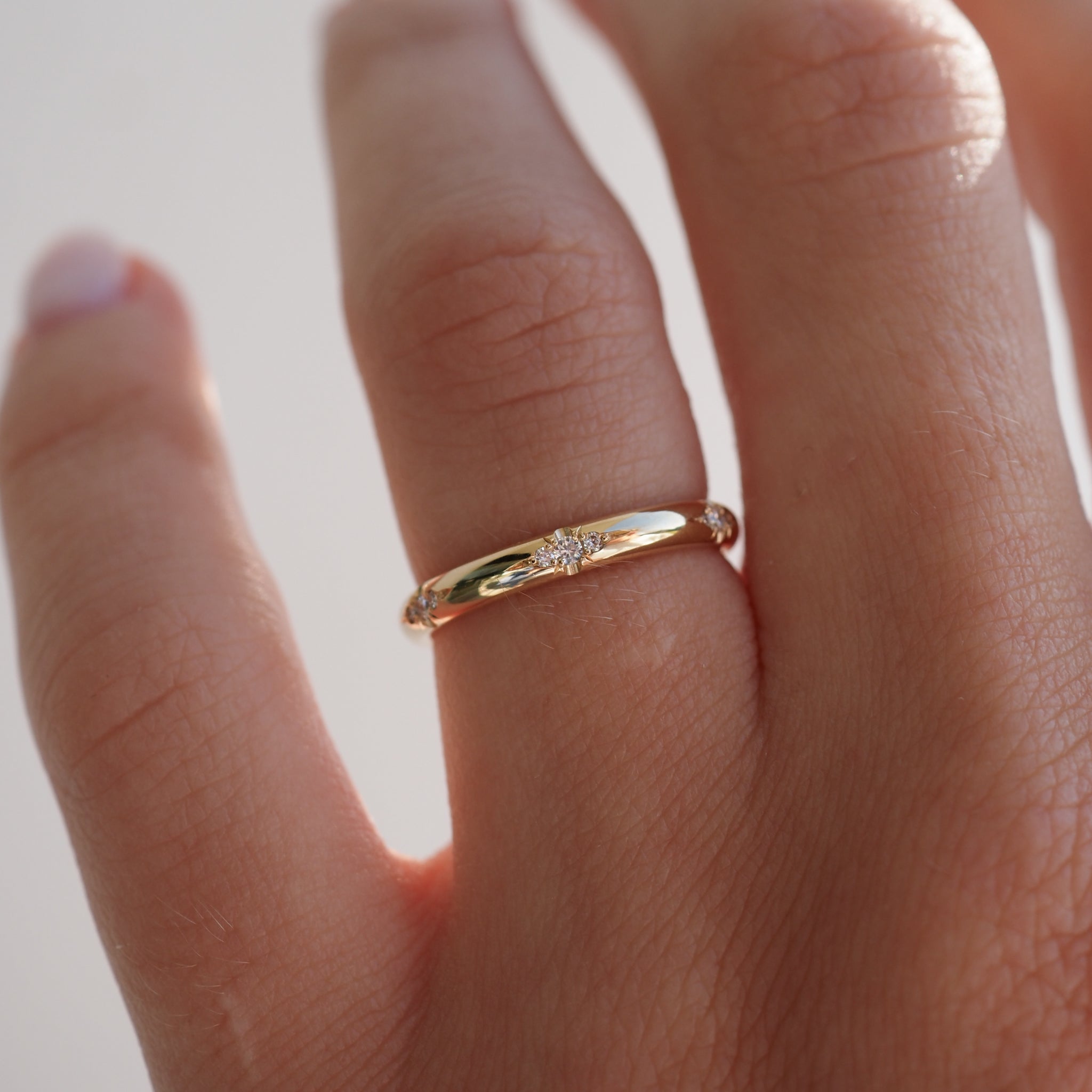 0.20 TCW Round Cut CVD Diamond Flush Setting Wedding Band