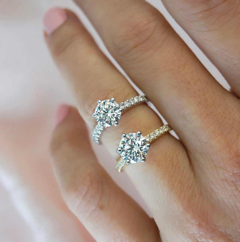 1.0 Carats Lab Grown Diamond Round Shape E-VS1 Pave Engagement Ring - Camila Brown