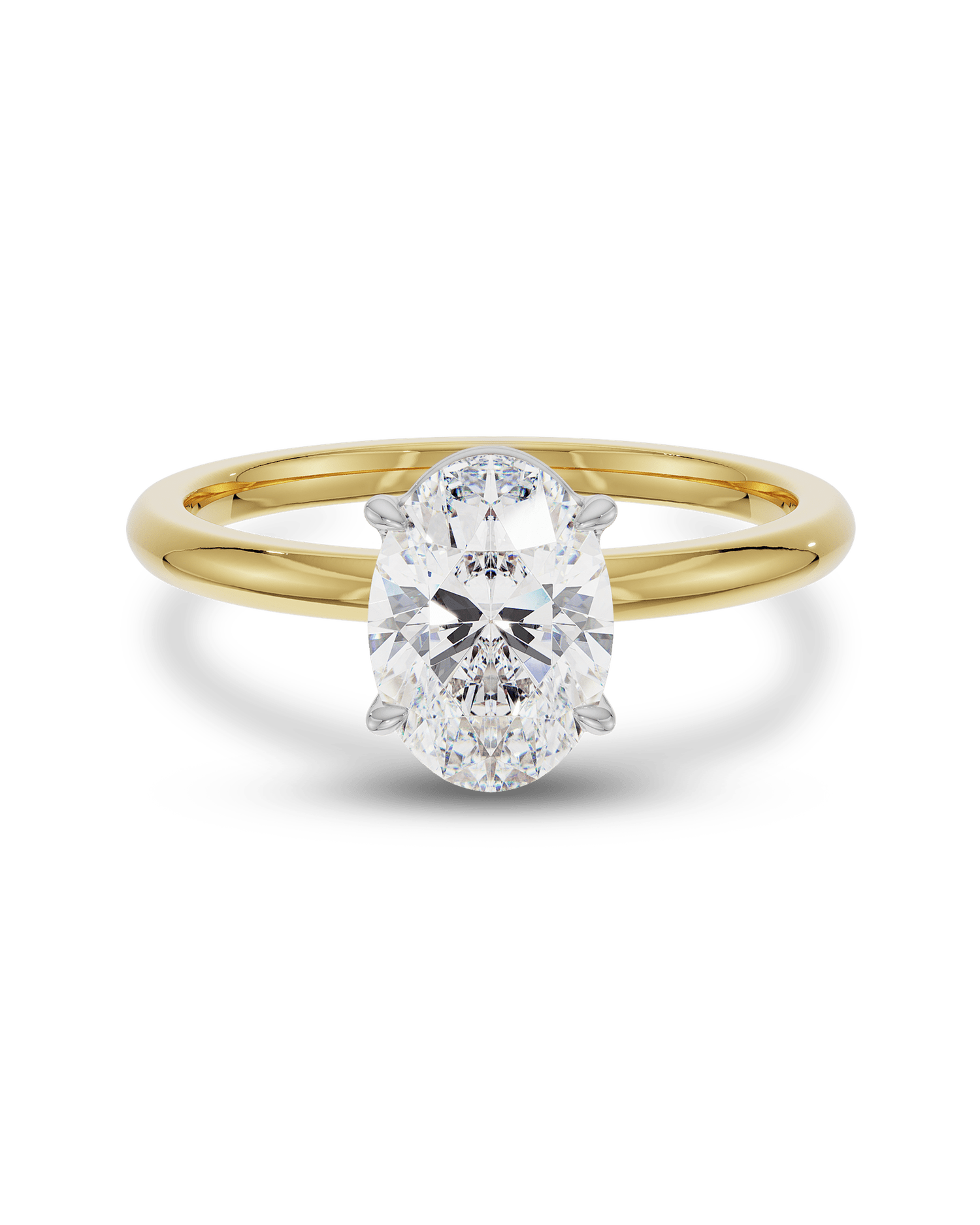 1.5–3.5 CT oval cut lab grown diamond solitaire engagement ring in gold, elongated elegant stone with classic single-stone setting