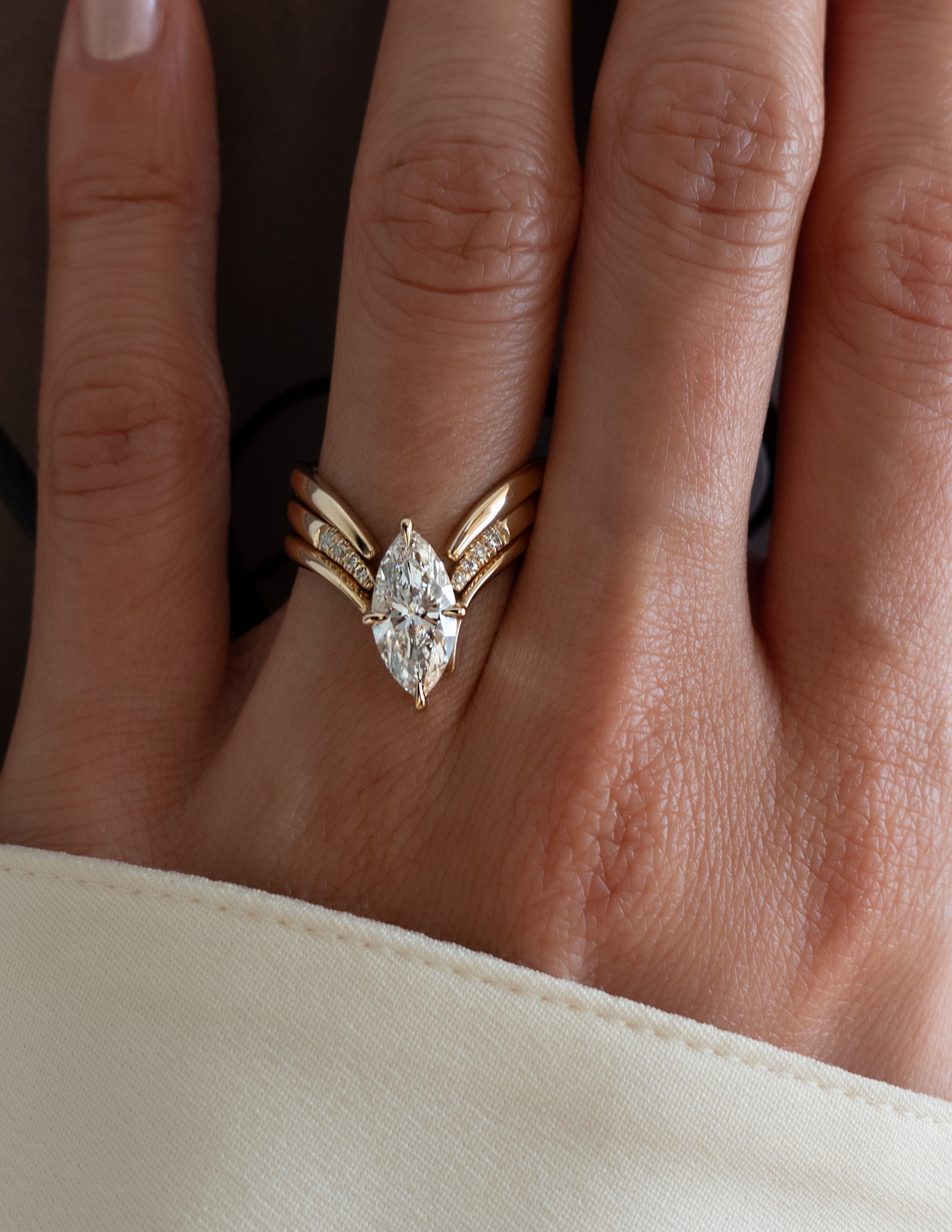 1.0 - 2.0 CT Marquise Shaped Lab Grown Diamond Solitaire Style Bridal Set