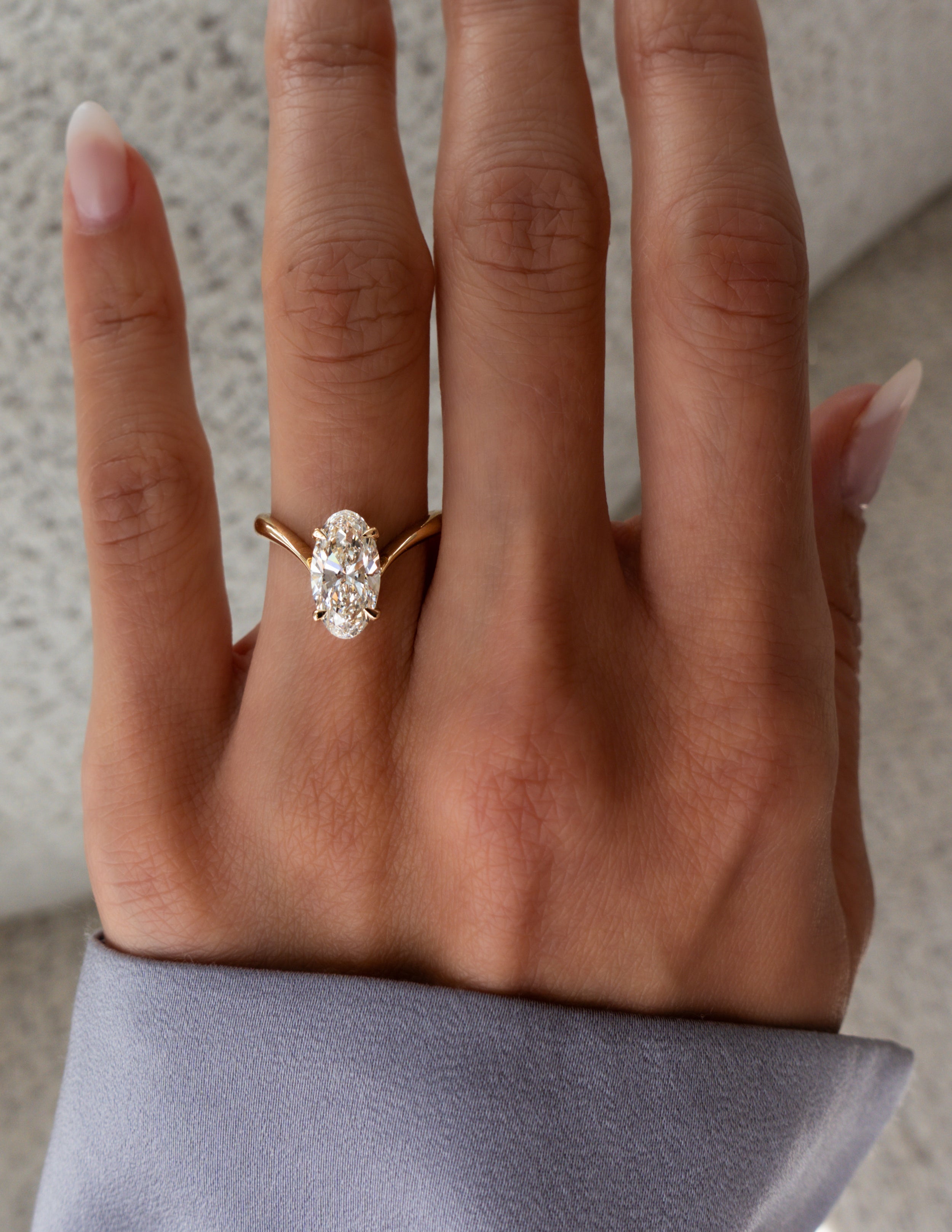 1.0 - 3.0 CT Oval Shaped Lab Grown Diamond Solitaire Style Engagement Ring