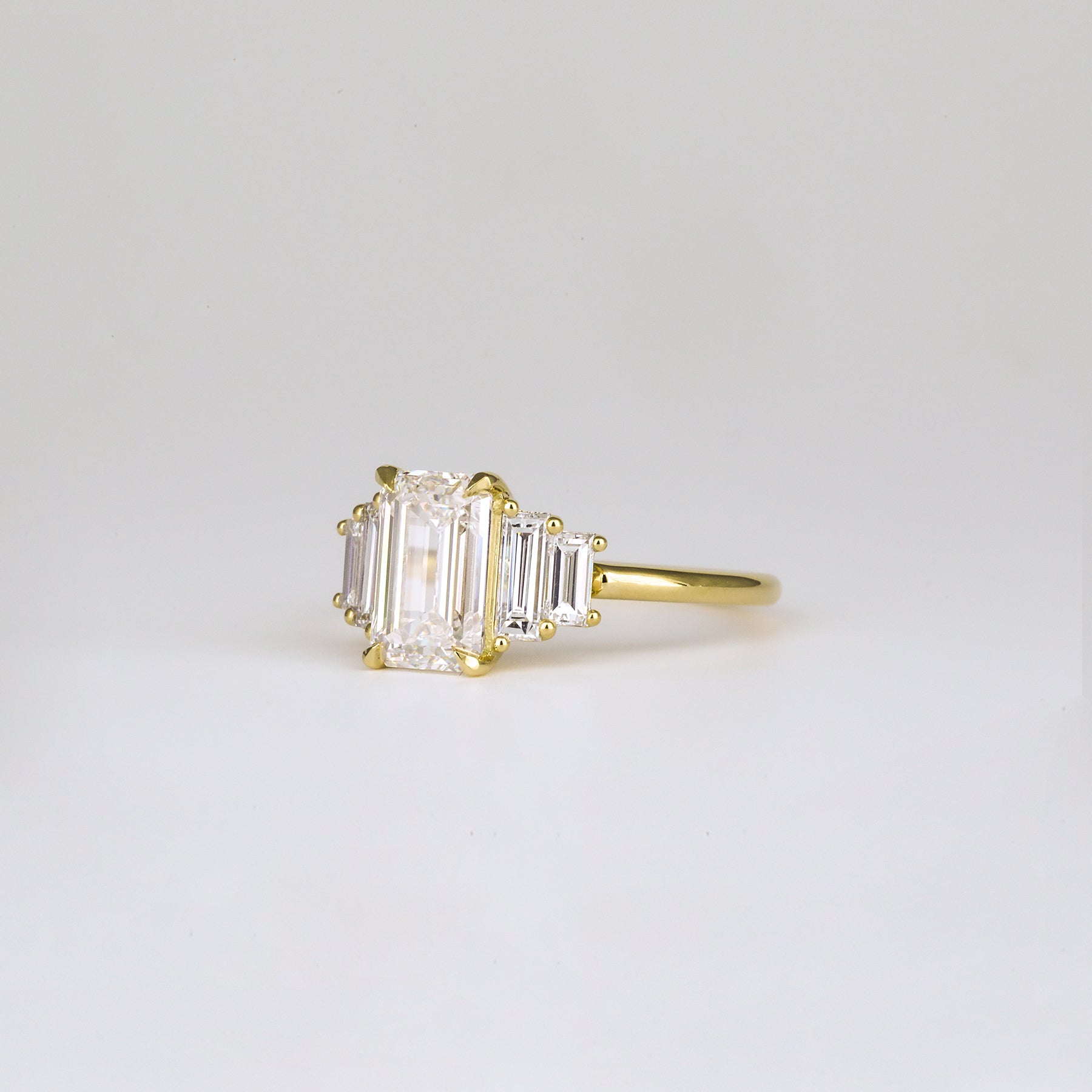 1.82-3.50CT Emerald Lab Grown Diamond Five Stone Engagement ring
