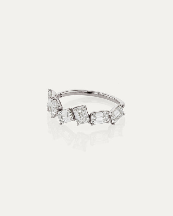 2.0 TCW Emerald Diamond Cluster Wedding Band