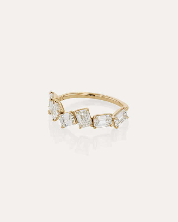 2.0 TCW Emerald Diamond Cluster Wedding Band
