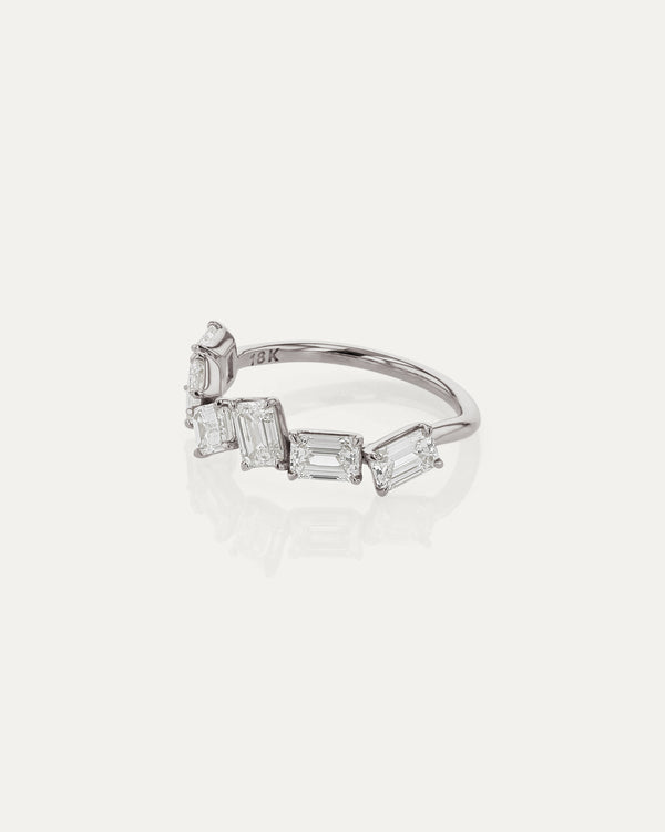 2.0 TCW Emerald Diamond Cluster Wedding Band
