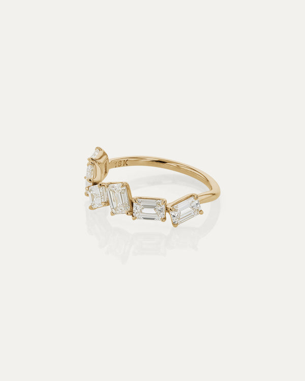 2.0 TCW Emerald Diamond Cluster Wedding Band