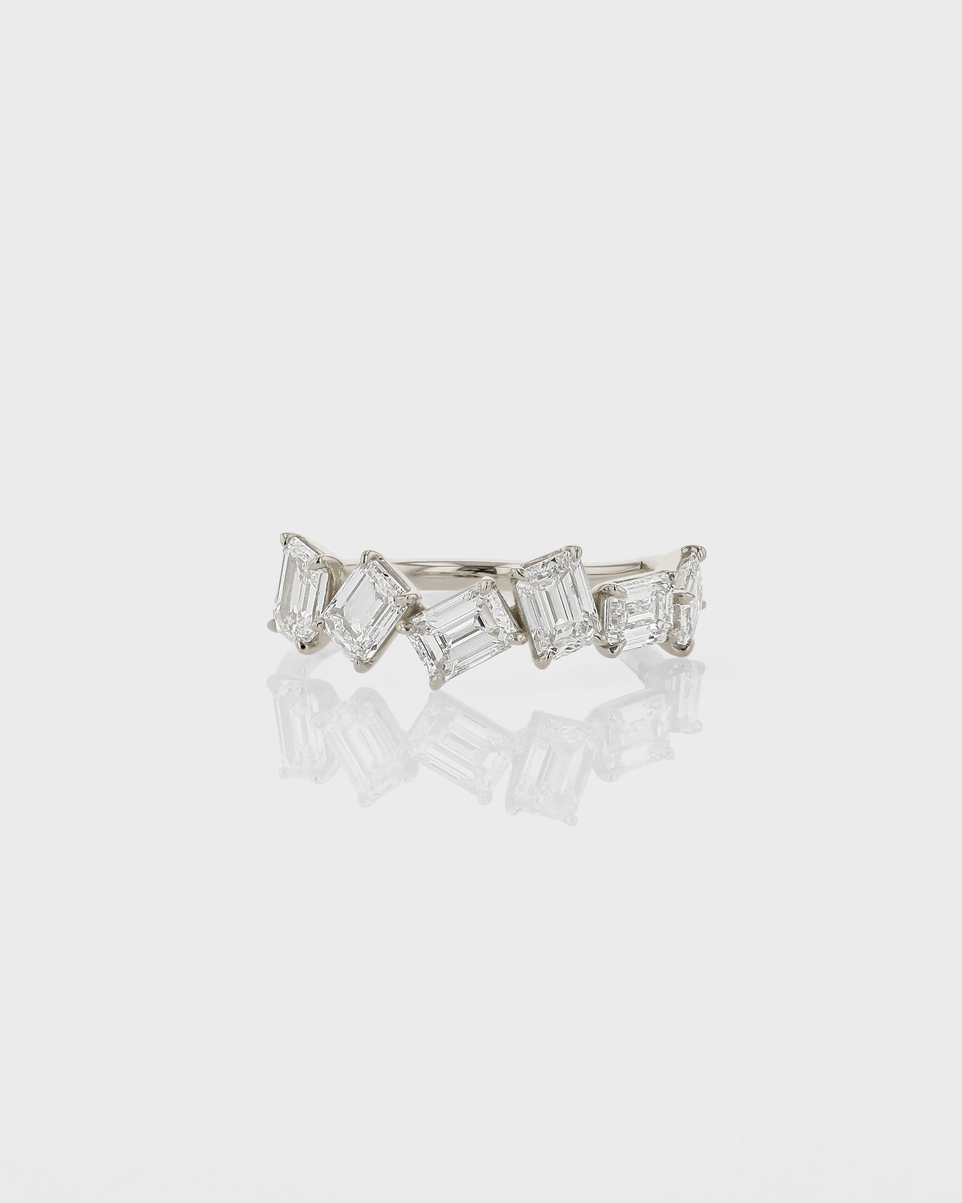 0.25 TCW Emerald EF-VVS Diamond Half Endless Wedding Band